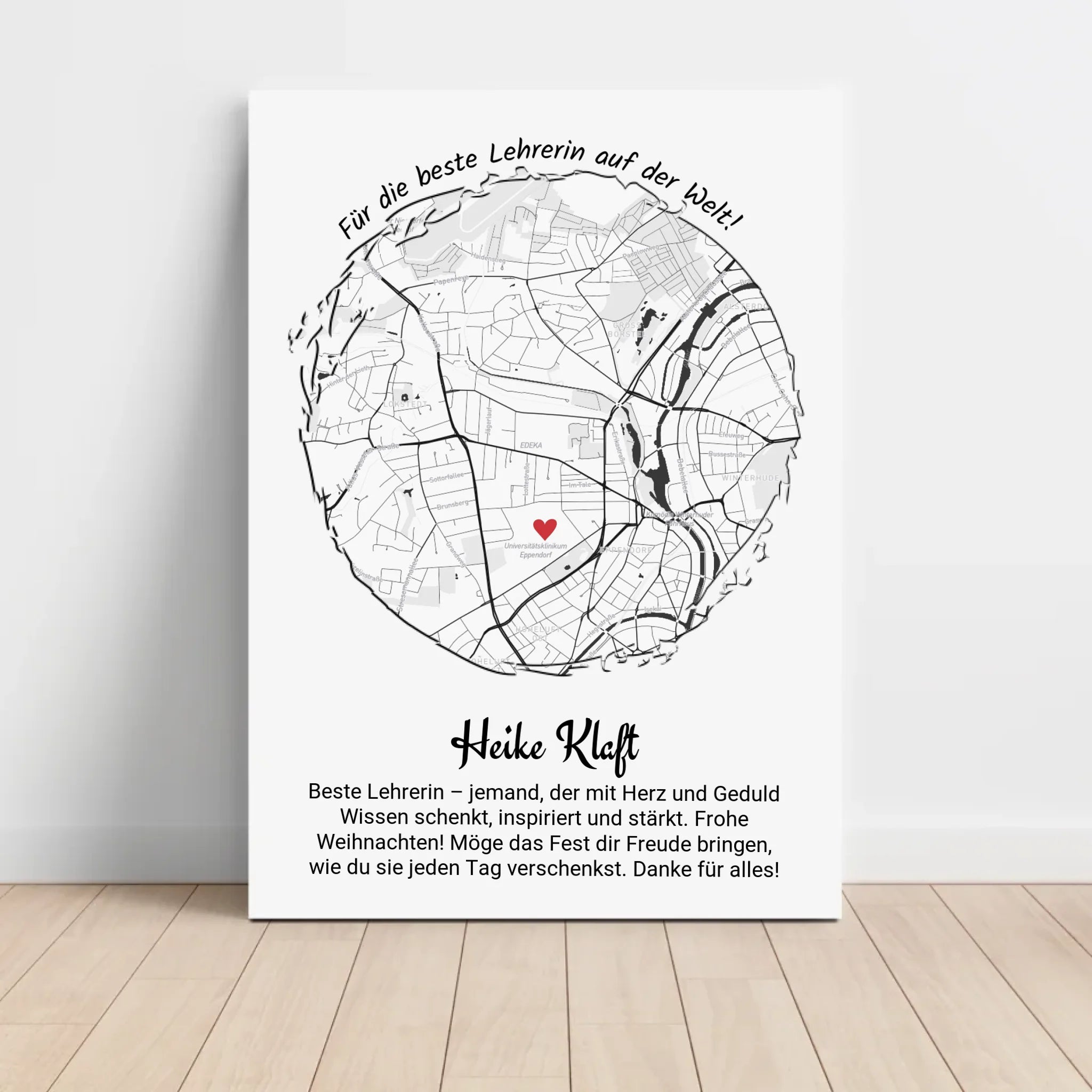 Weihnachtsgeschenk für Lehrerin Poster Stadtkarte personalisierbar - Cantty