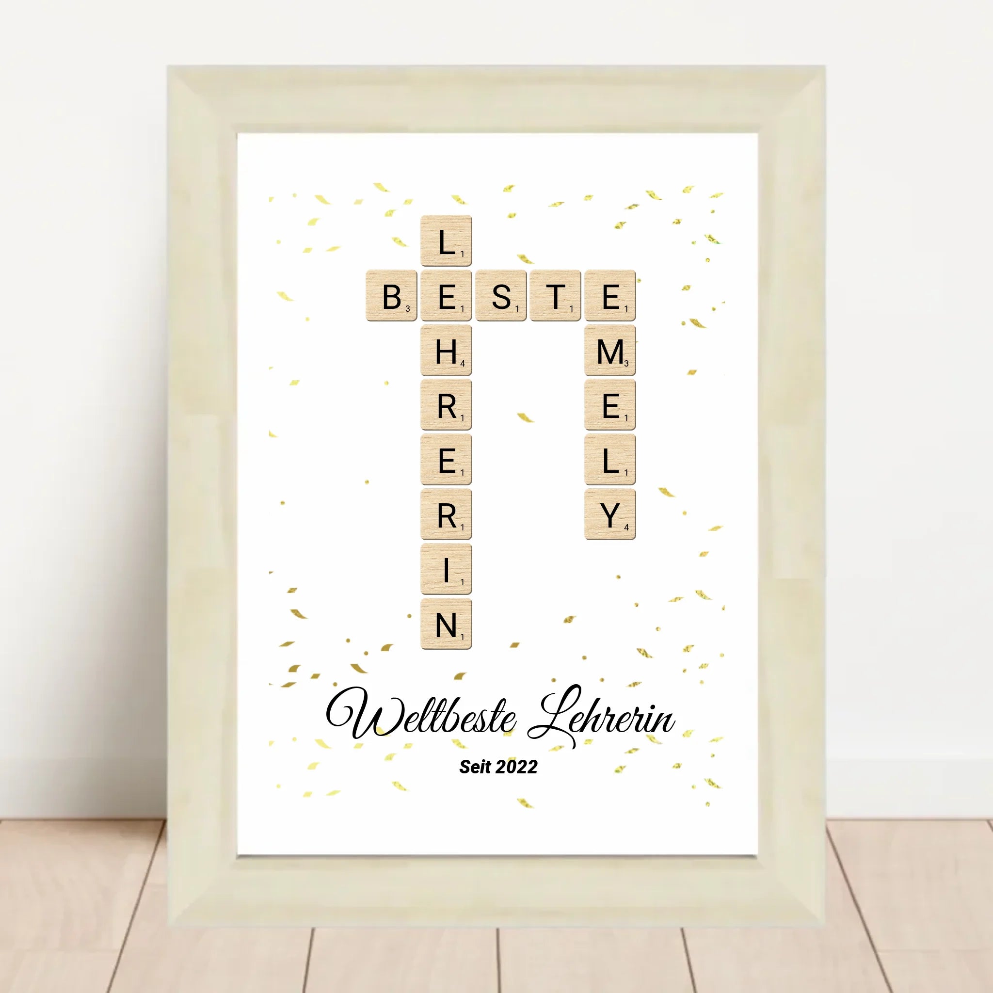 Lehrerin Weihnachtsgeschenk Scrabble Wort Poster personalisierbar - Cantty
