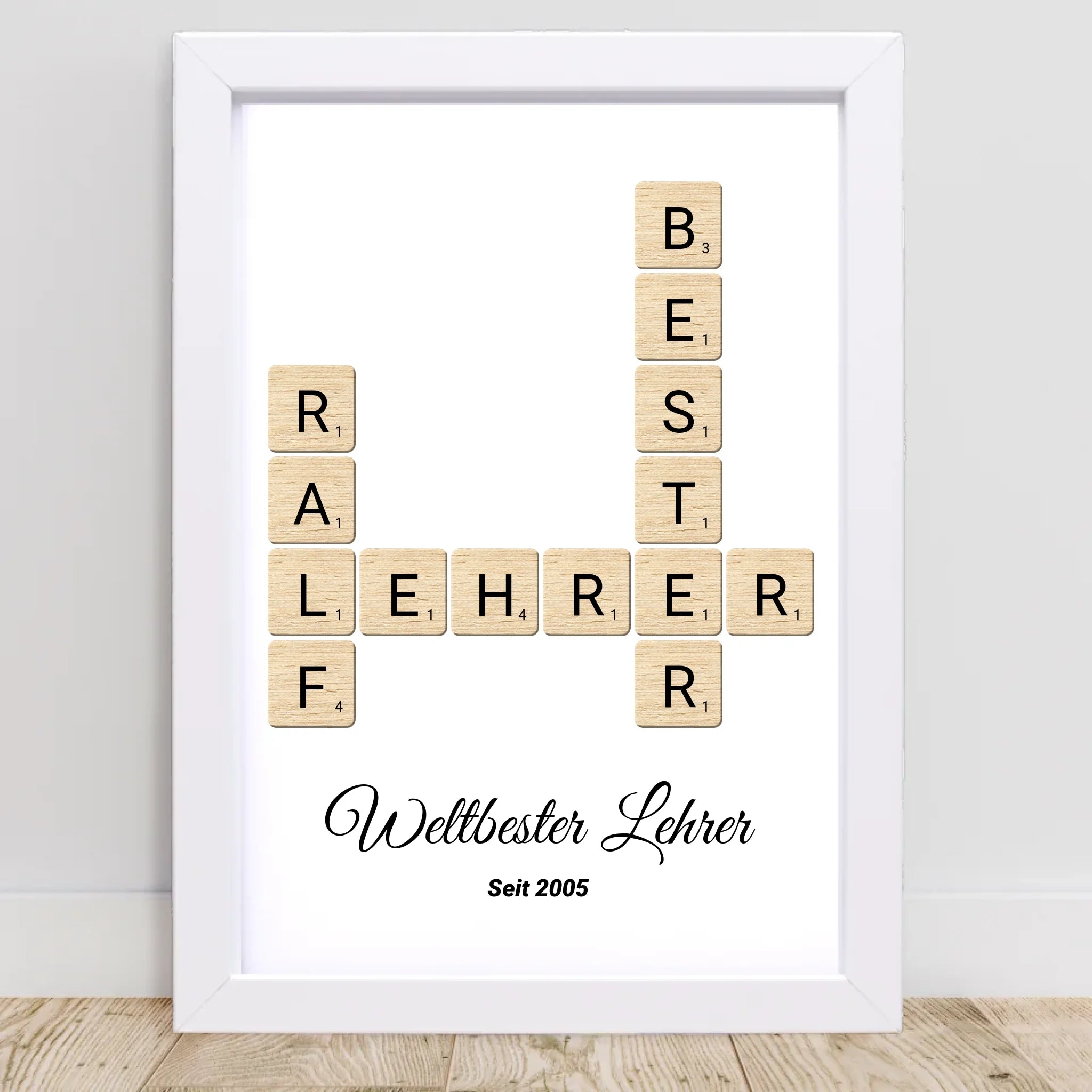 Weihnachtsgeschenk für Lehrer Scrabble Wort Poster personalisierbar - Cantty