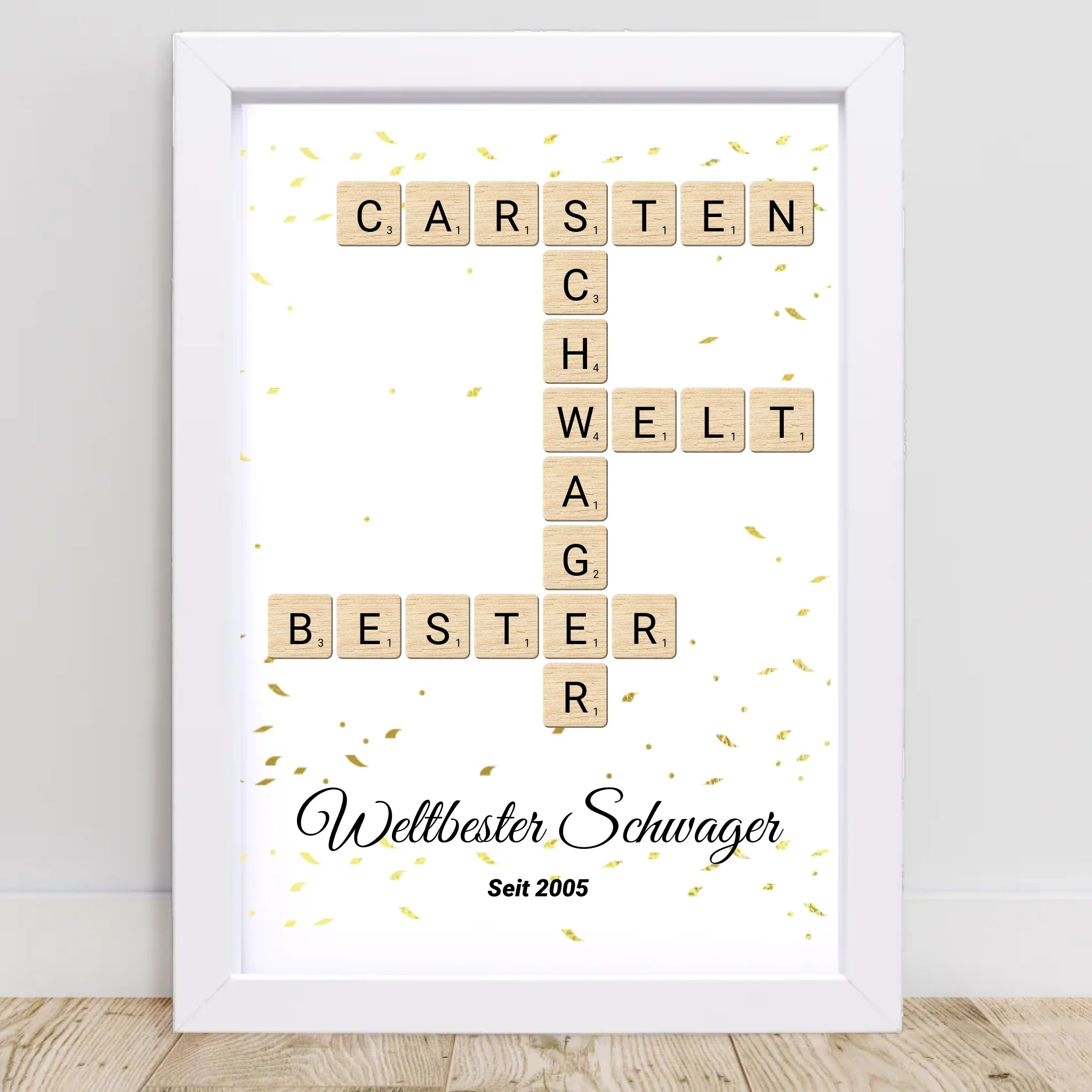 Weihnachtsgeschenk für Schwager Scrabble Wort Poster personalisierbar - Cantty