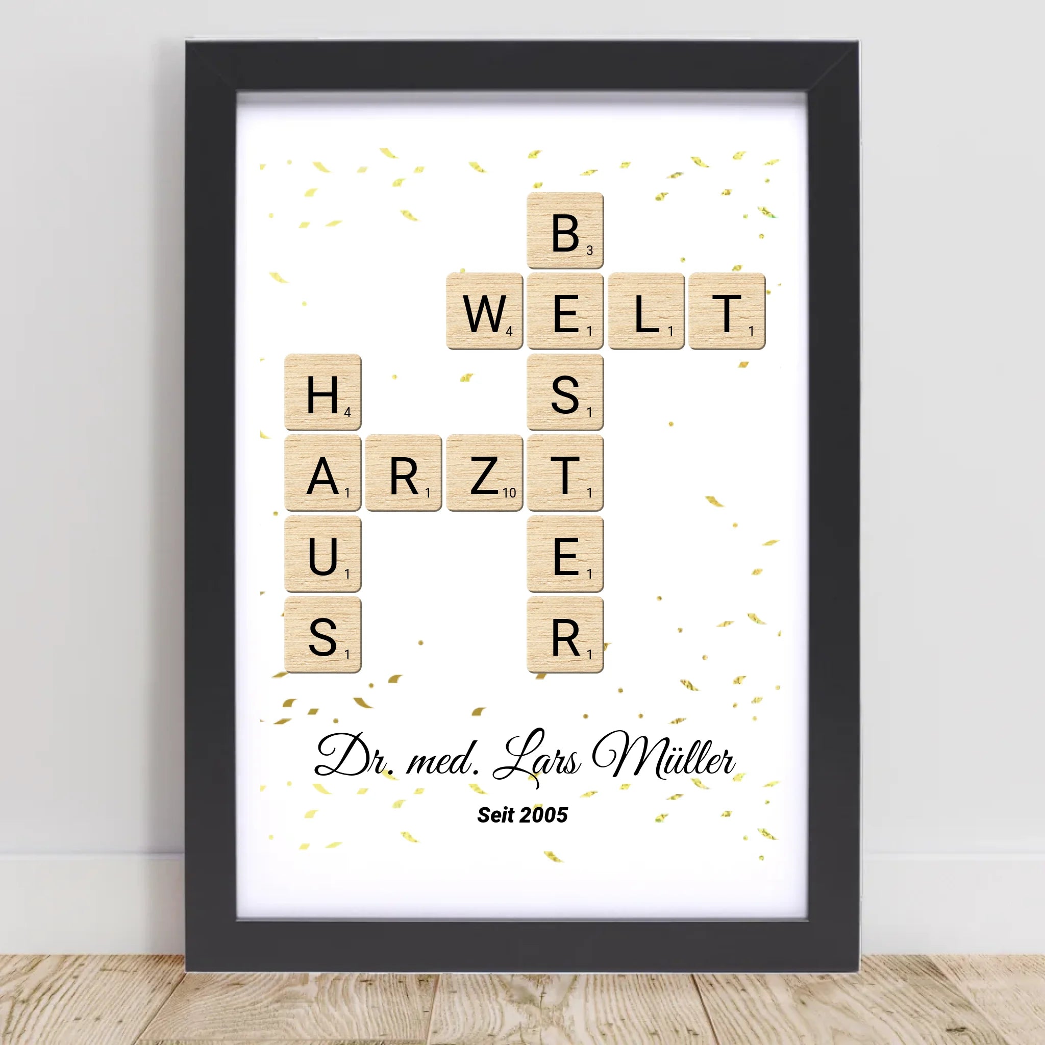 Weihnachtsgeschenk für Hausarzt Scrabble Wort Poster personalisierbar - Cantty