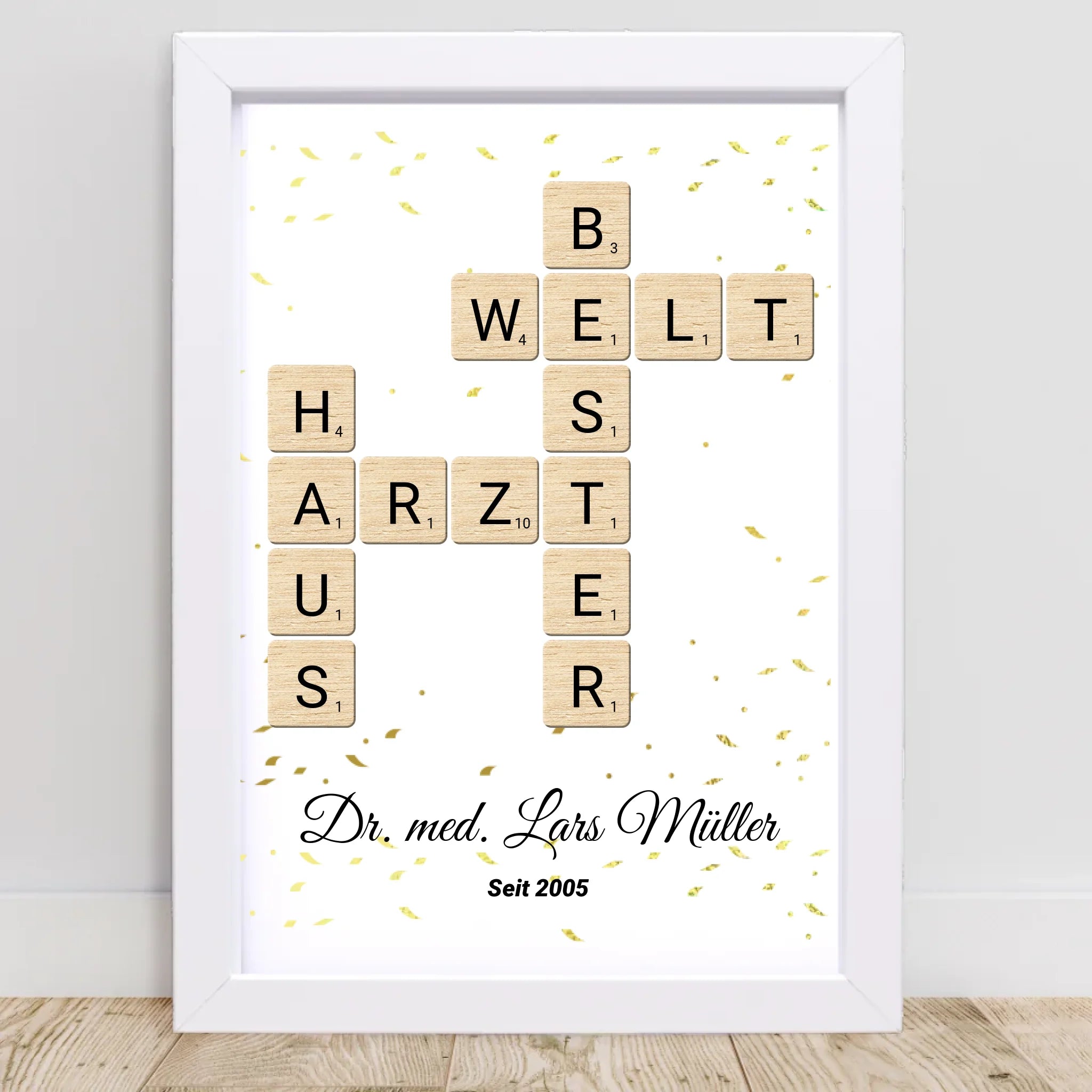 Weihnachtsgeschenk für Hausarzt Scrabble Wort Poster personalisierbar - Cantty