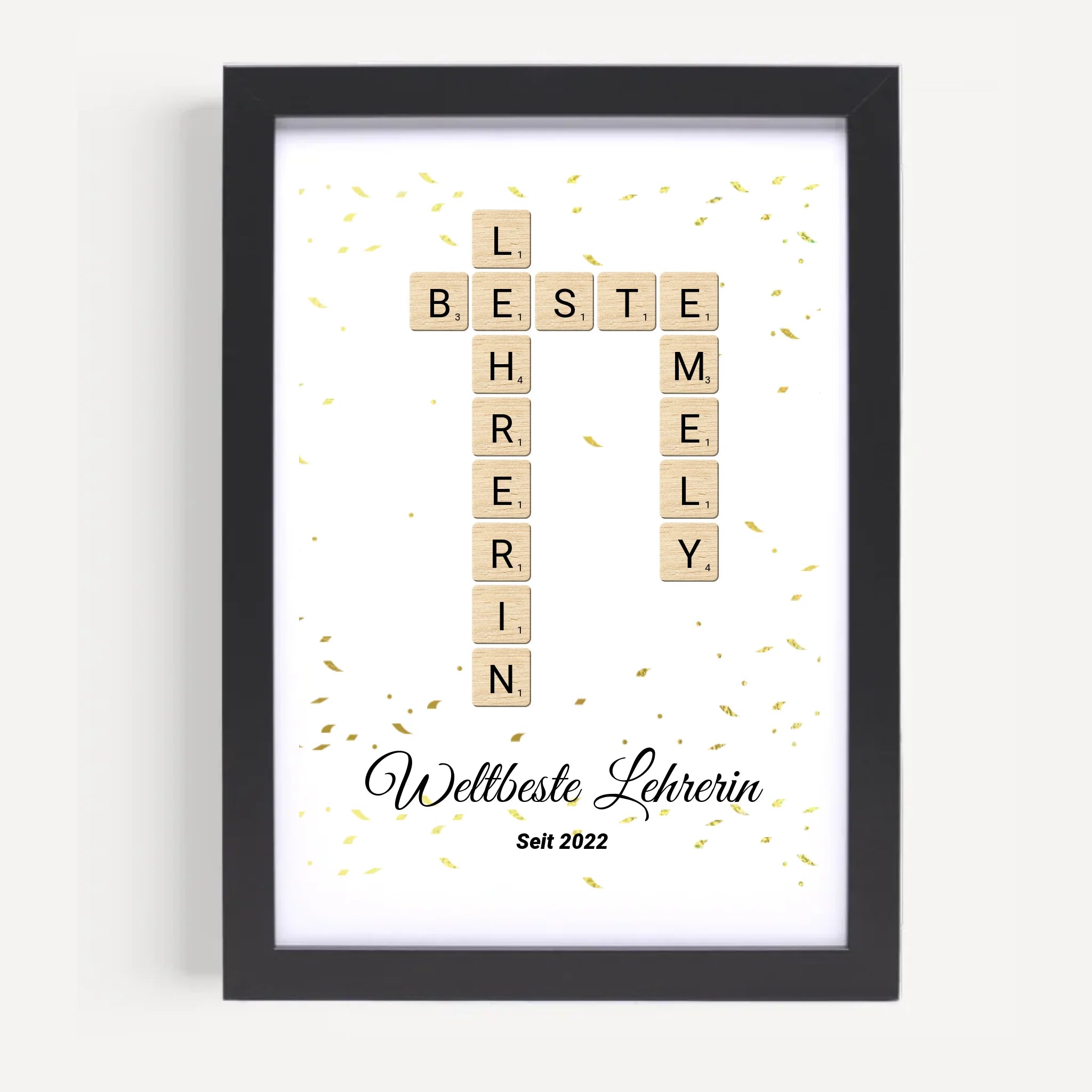 Lehrerin Weihnachtsgeschenk Scrabble Wort Poster personalisierbar - Cantty