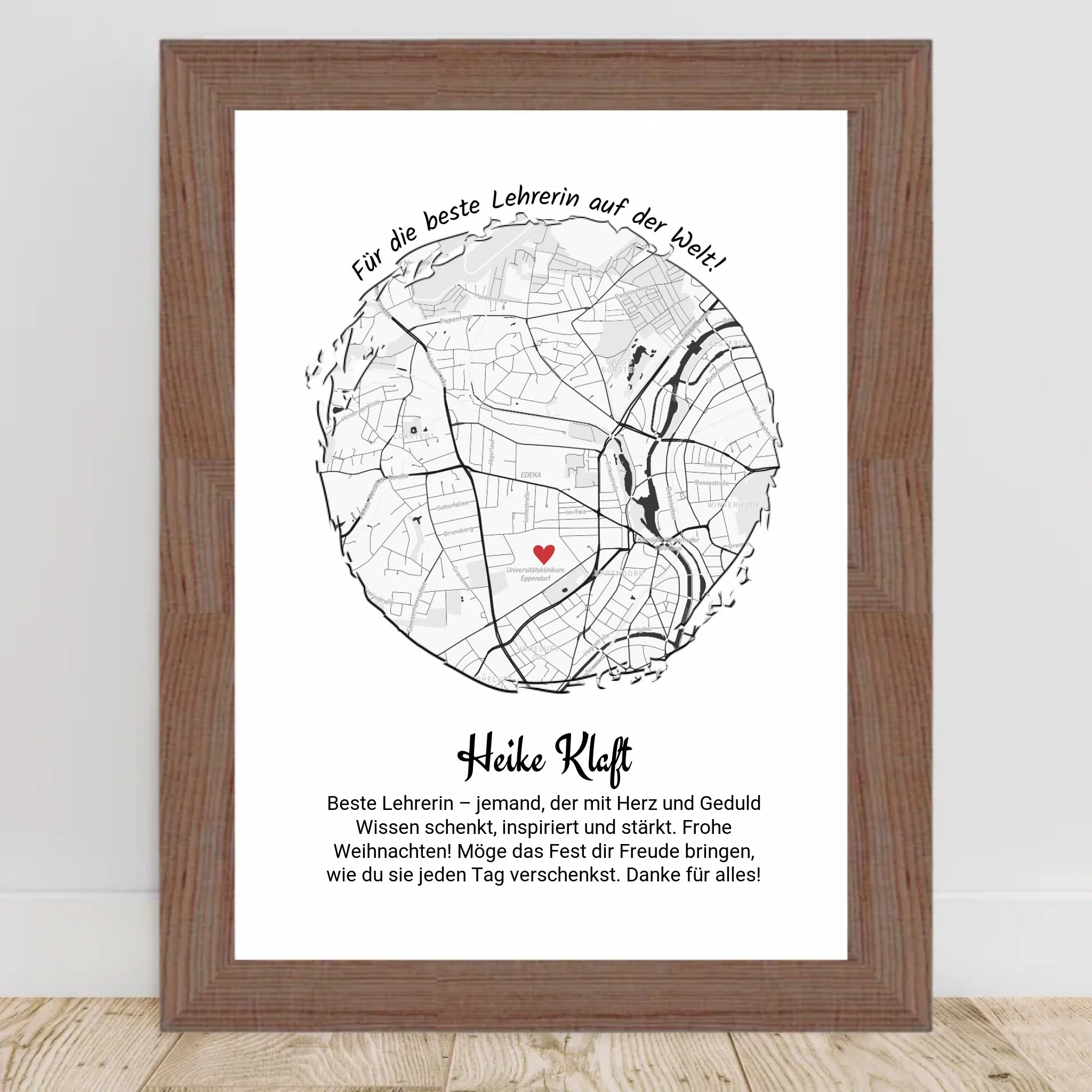 Weihnachtsgeschenk für Lehrerin Poster Stadtkarte personalisierbar - Cantty