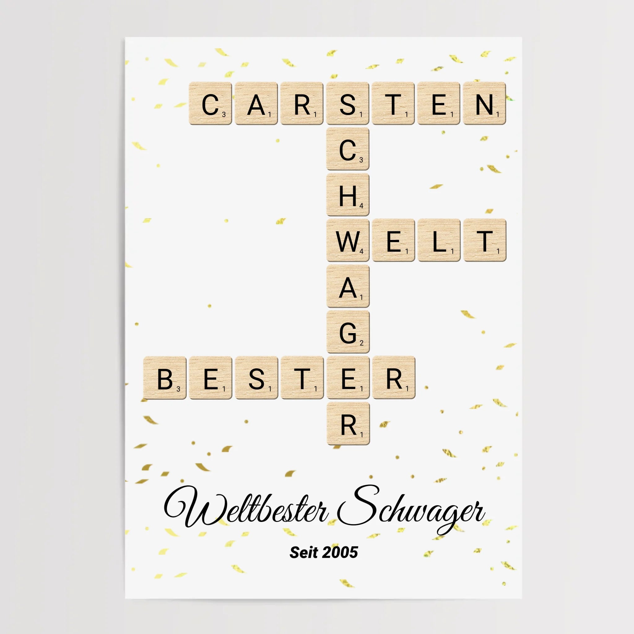 Weihnachtsgeschenk für Schwager Scrabble Wort Poster personalisierbar - Cantty