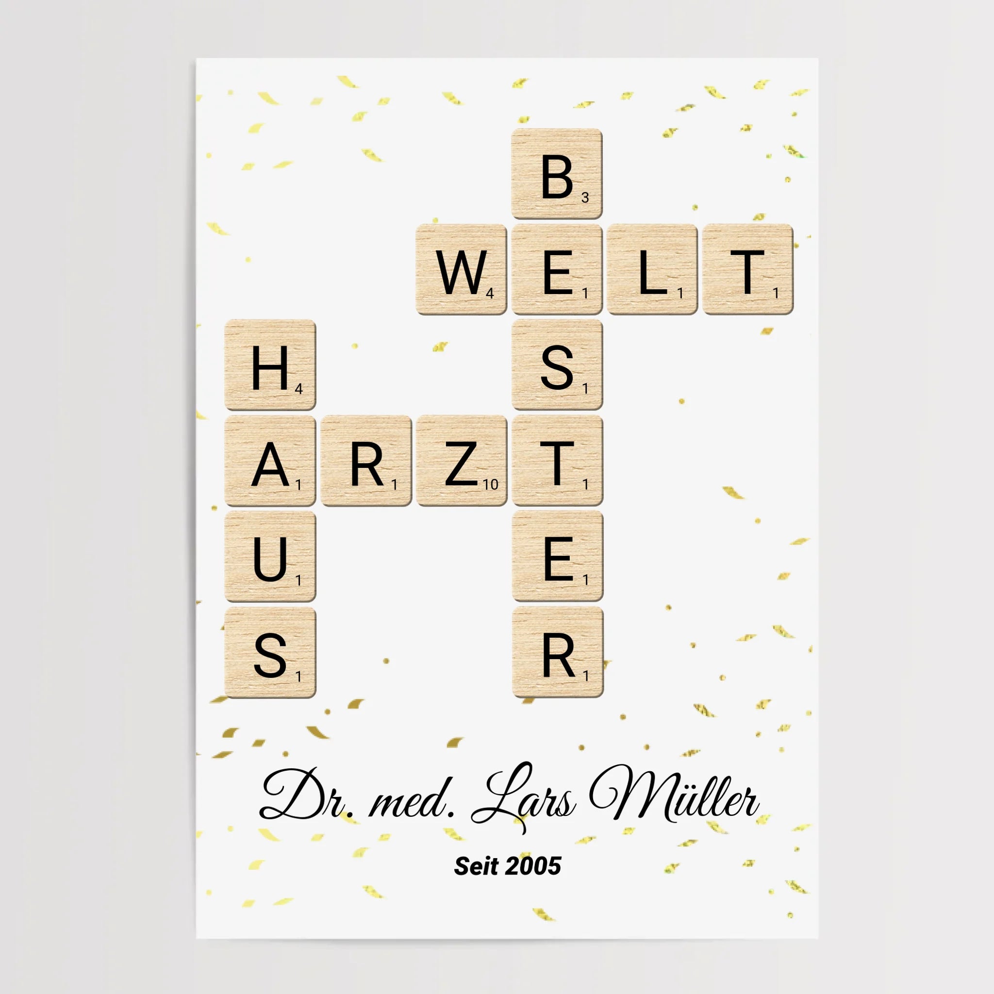 Weihnachtsgeschenk für Hausarzt Scrabble Wort Poster personalisierbar - Cantty