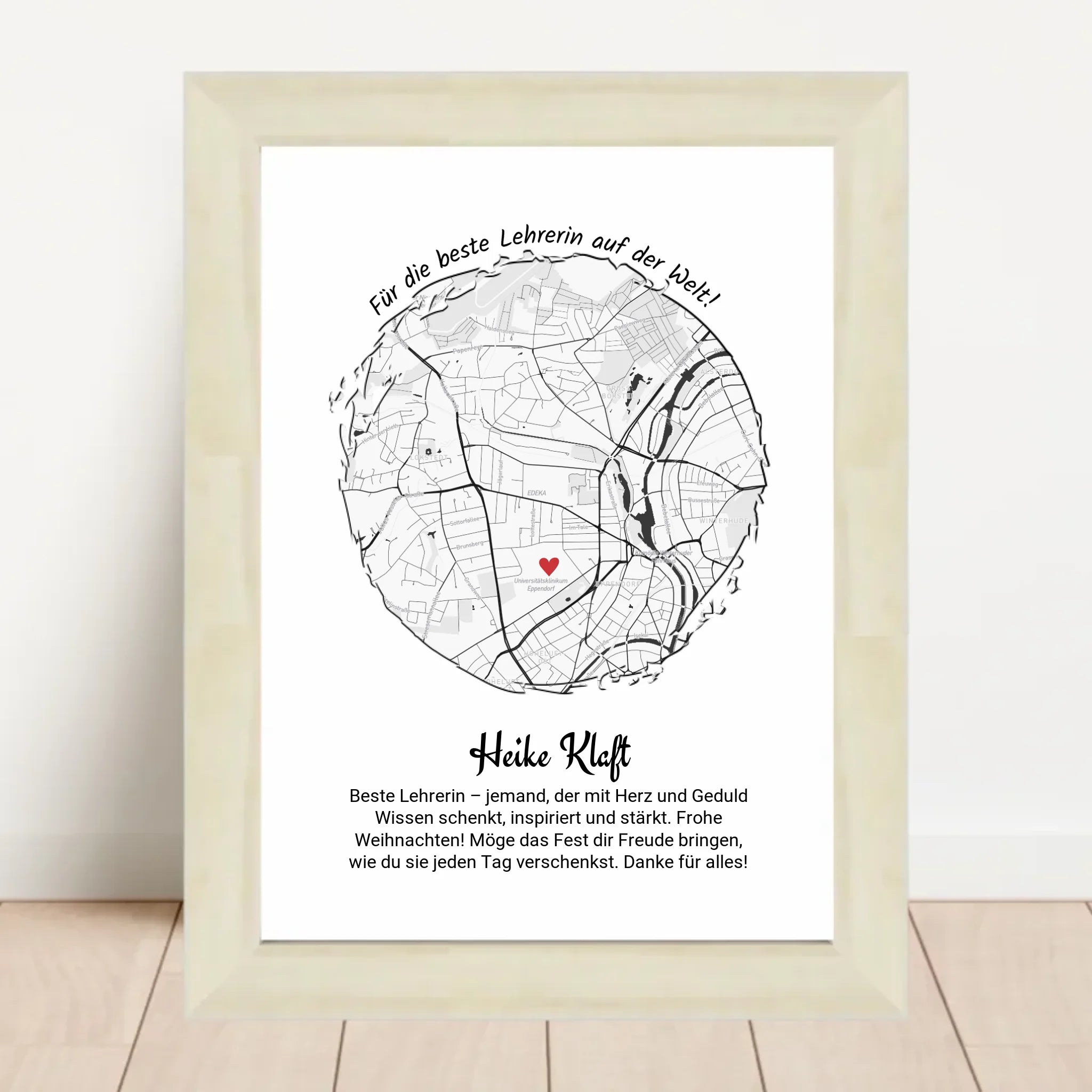 Weihnachtsgeschenk für Lehrerin Poster Stadtkarte personalisierbar - Cantty