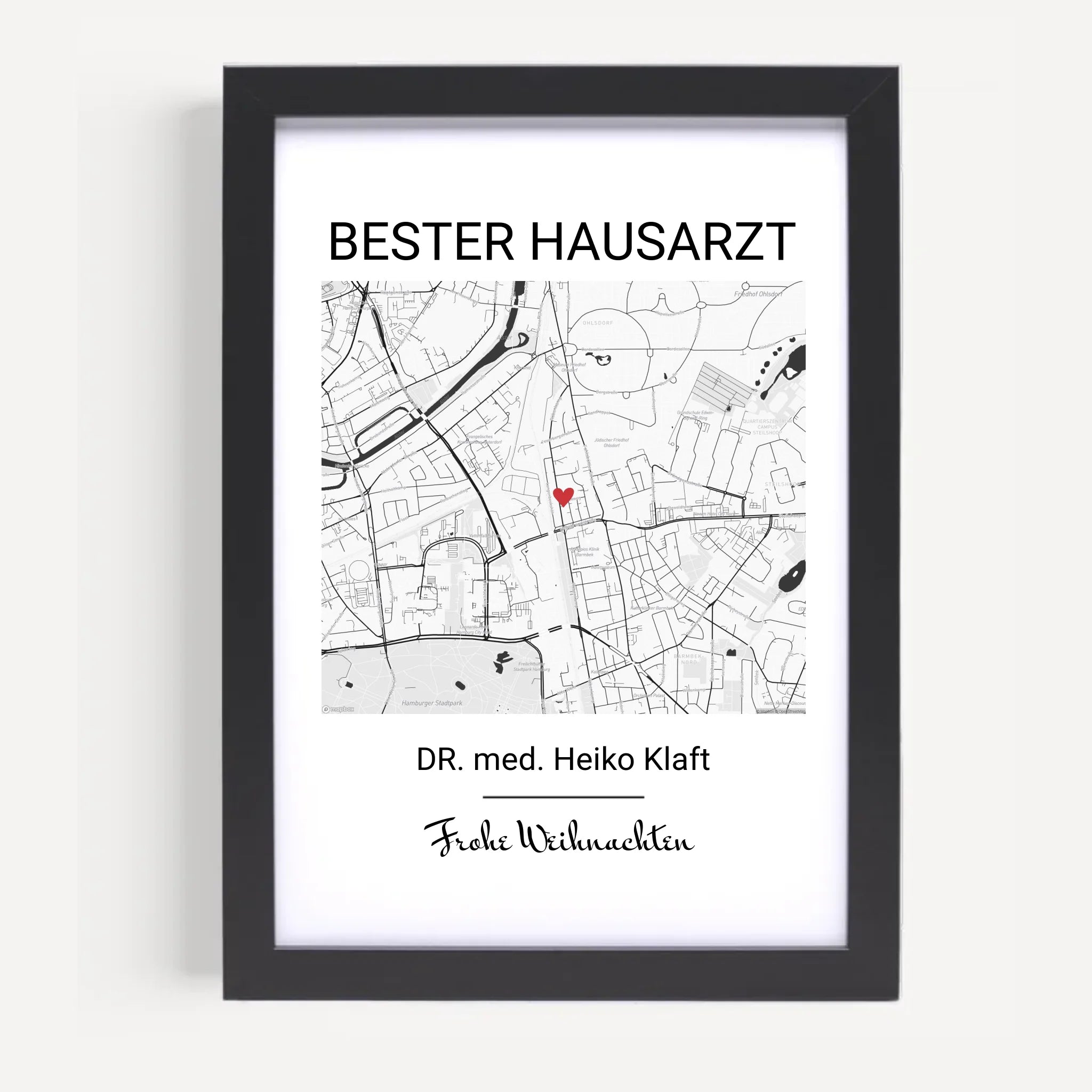 Hausarzt Weihnachtsgeschenk Poster Stadtkarte personalisierbar - Cantty