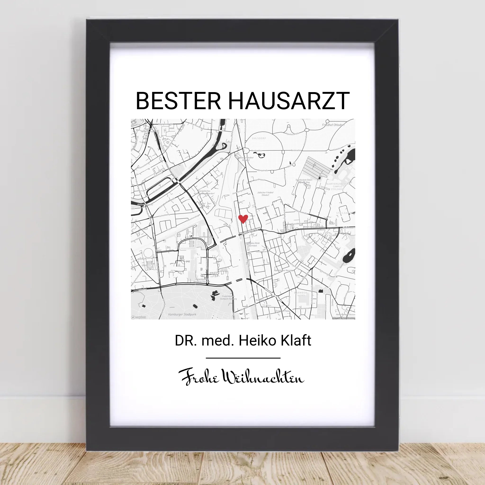 Hausarzt Weihnachtsgeschenk Poster Stadtkarte personalisierbar - Cantty