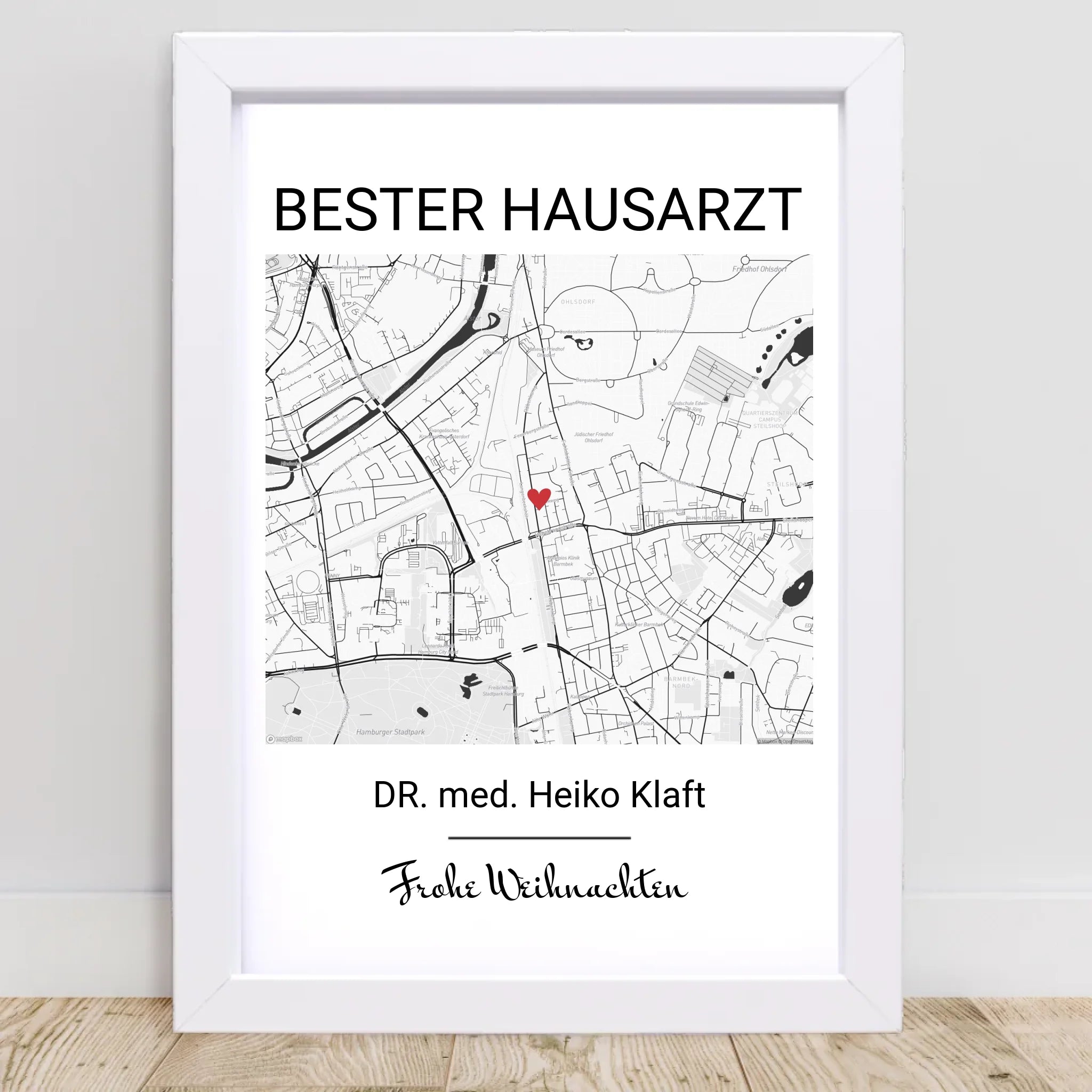 Hausarzt Weihnachtsgeschenk Poster Stadtkarte personalisierbar - Cantty