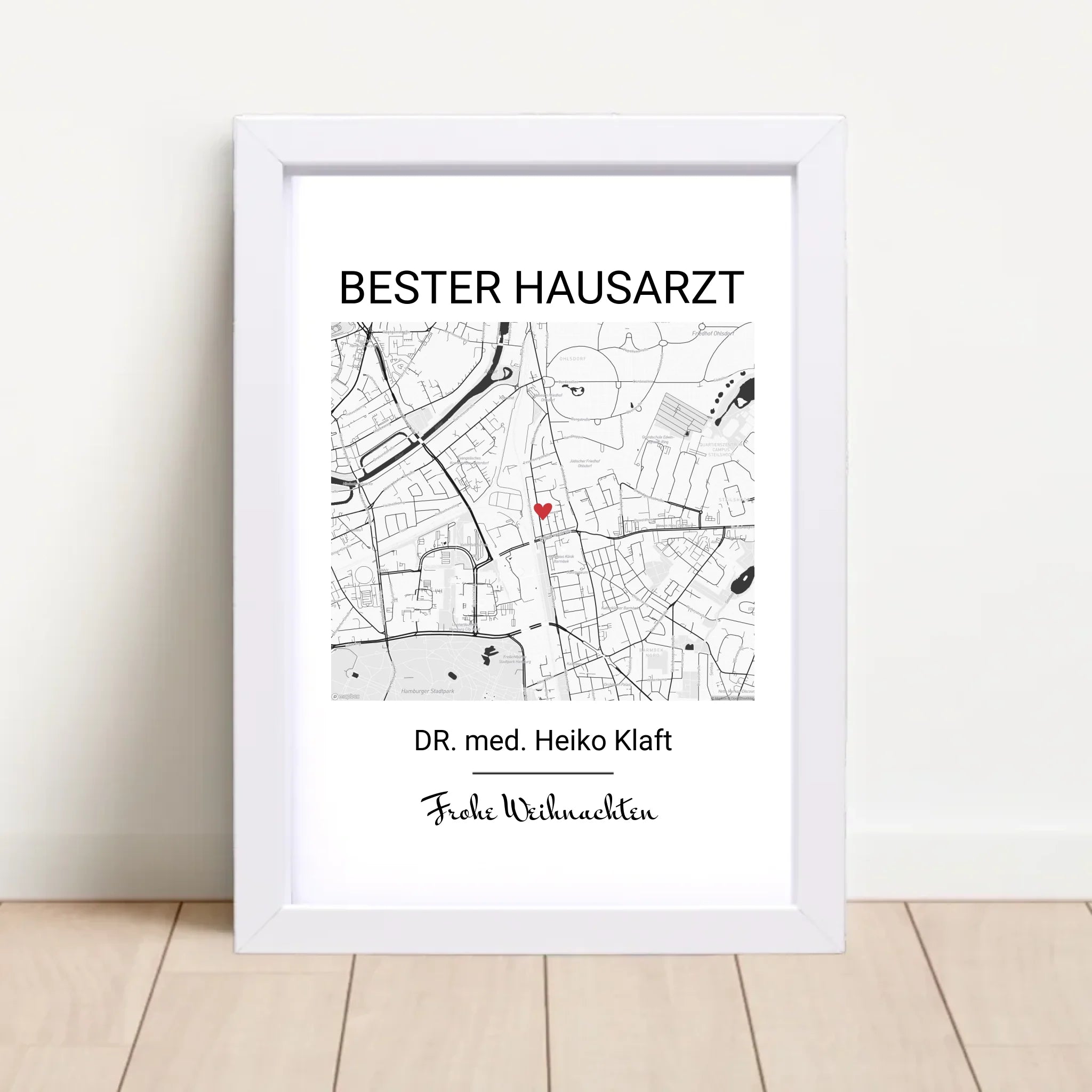 Hausarzt Weihnachtsgeschenk Poster Stadtkarte personalisierbar - Cantty