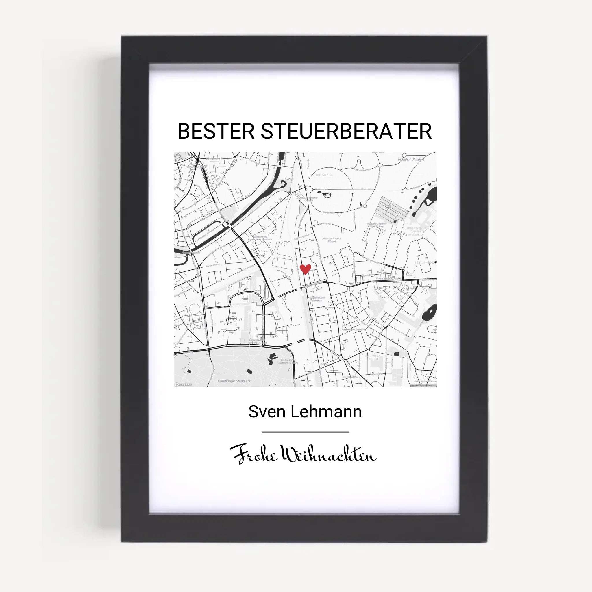 Steuerberater Weihnachtsgeschenk Poster Stadtkarte personalisierbar - Cantty