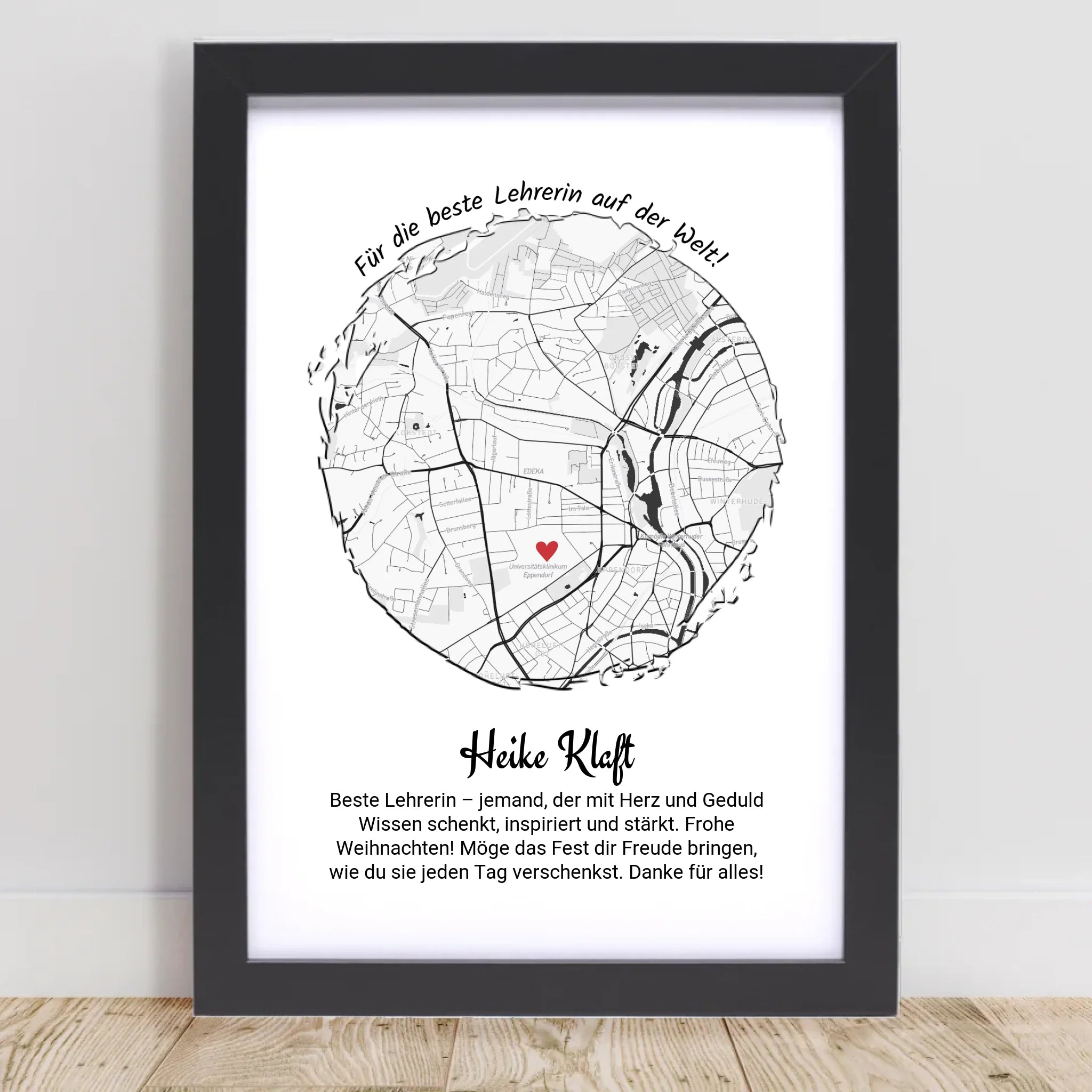 Weihnachtsgeschenk für Lehrerin Poster Stadtkarte personalisierbar - Cantty