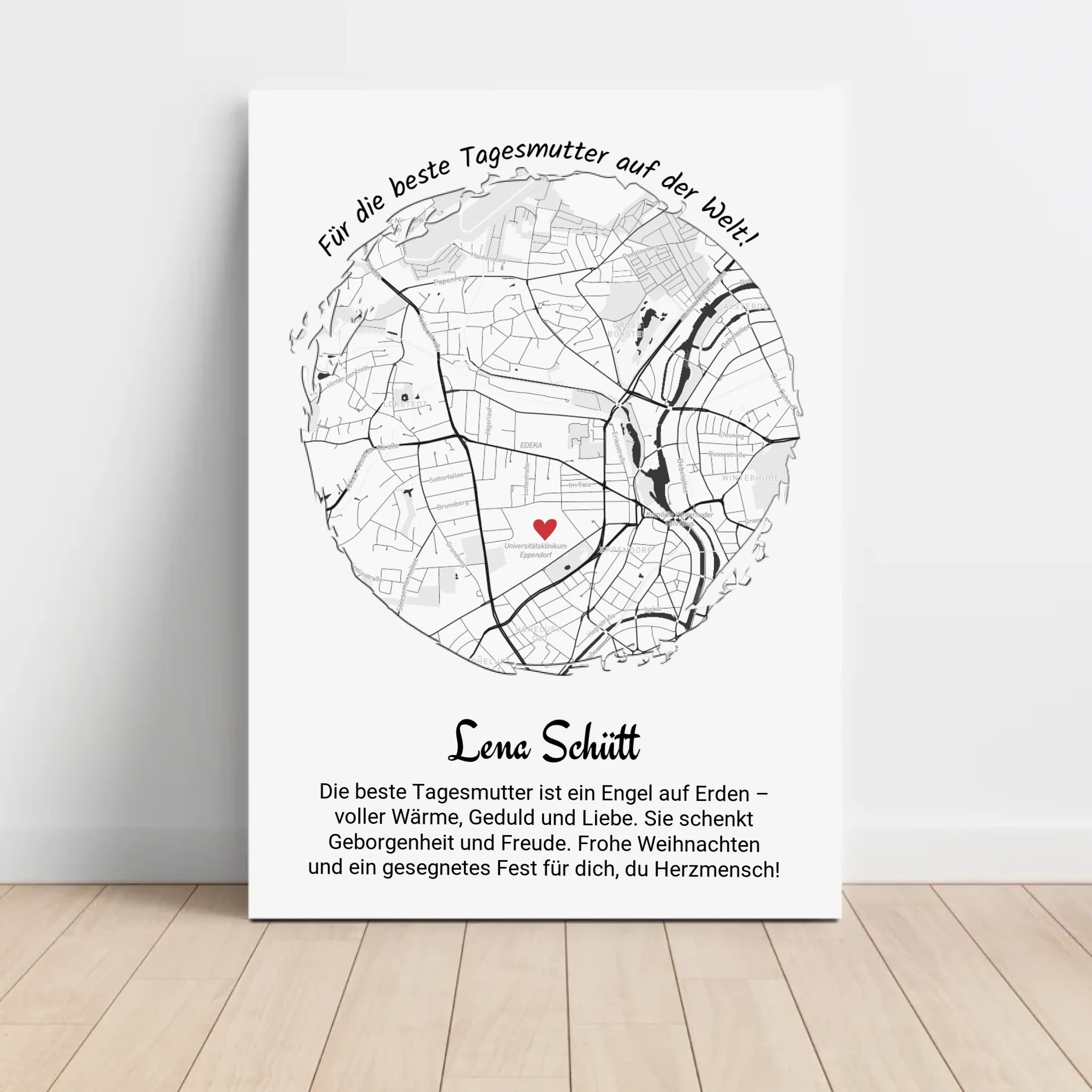 Tagesmutter Geschenk Weihnachten Poster Stadtkarte personalisiert - Cantty