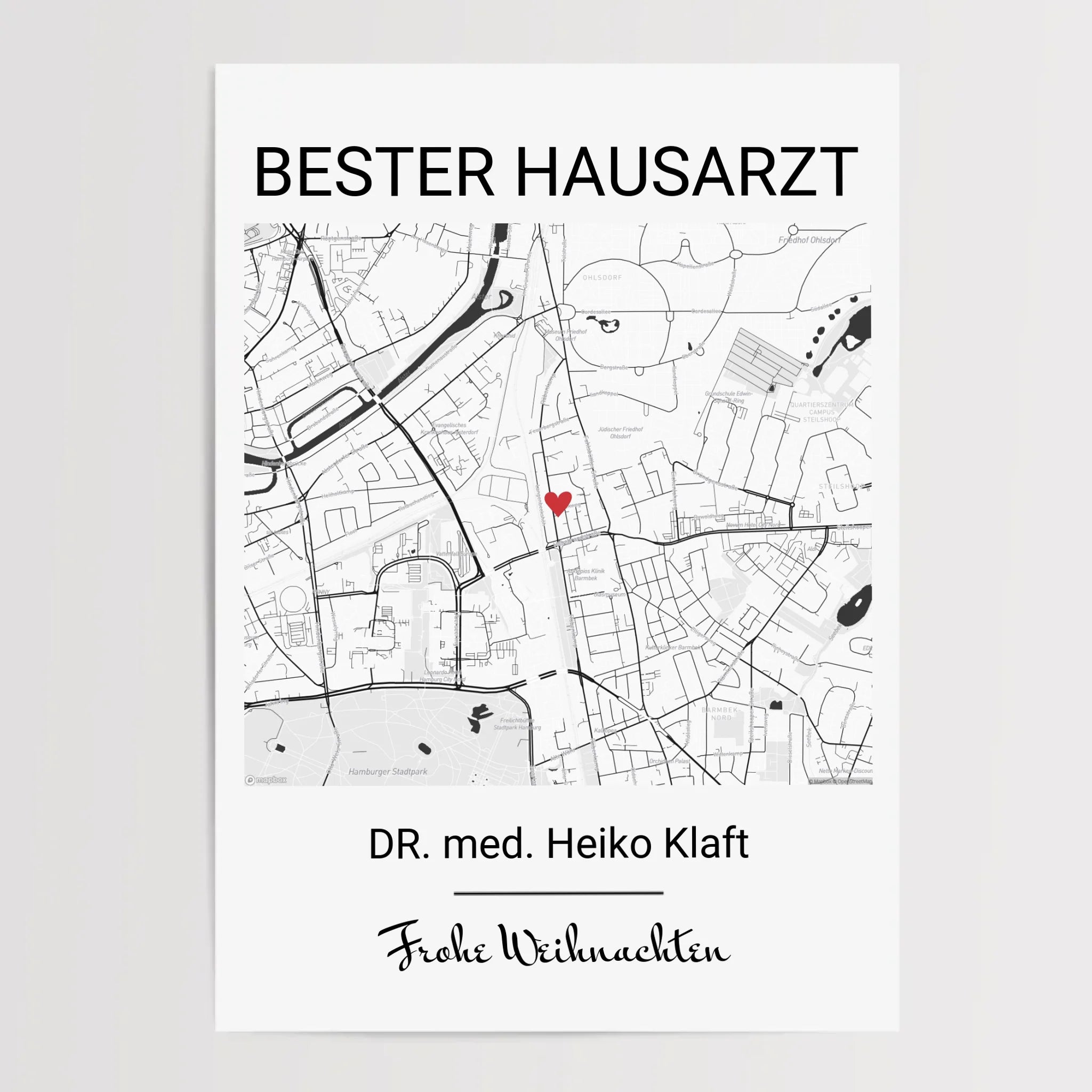 Hausarzt Weihnachtsgeschenk Poster Stadtkarte personalisierbar - Cantty