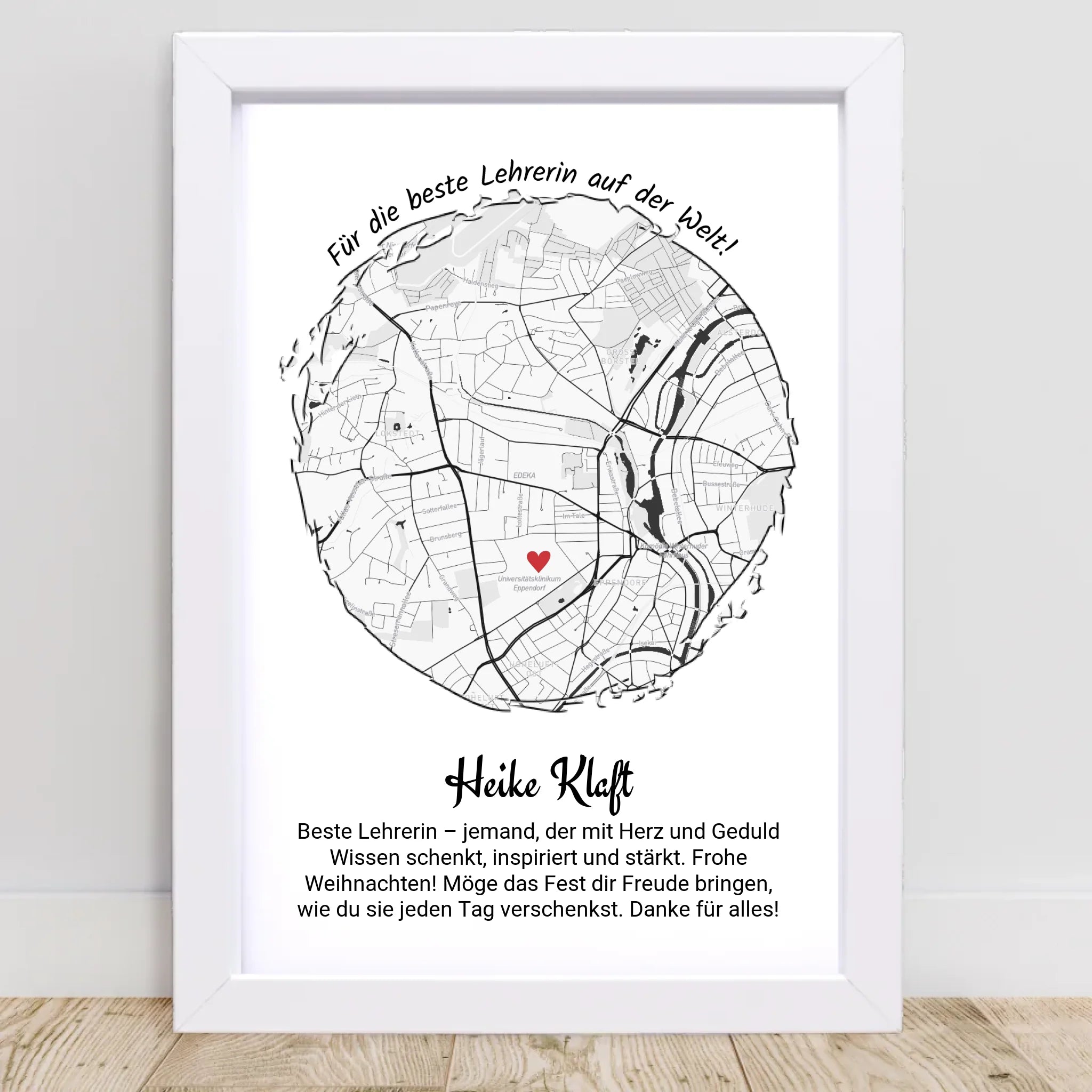 Weihnachtsgeschenk für Lehrerin Poster Stadtkarte personalisierbar - Cantty