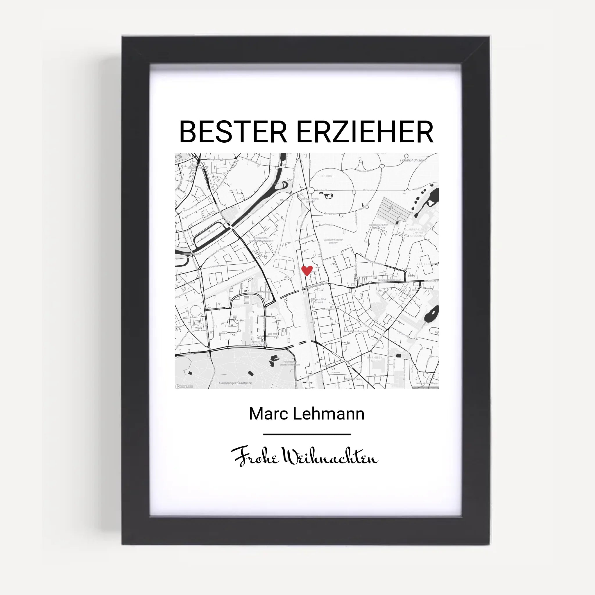 Erzieher Weihnachtsgeschenk Poster Stadtkarte personalisiert - Cantty