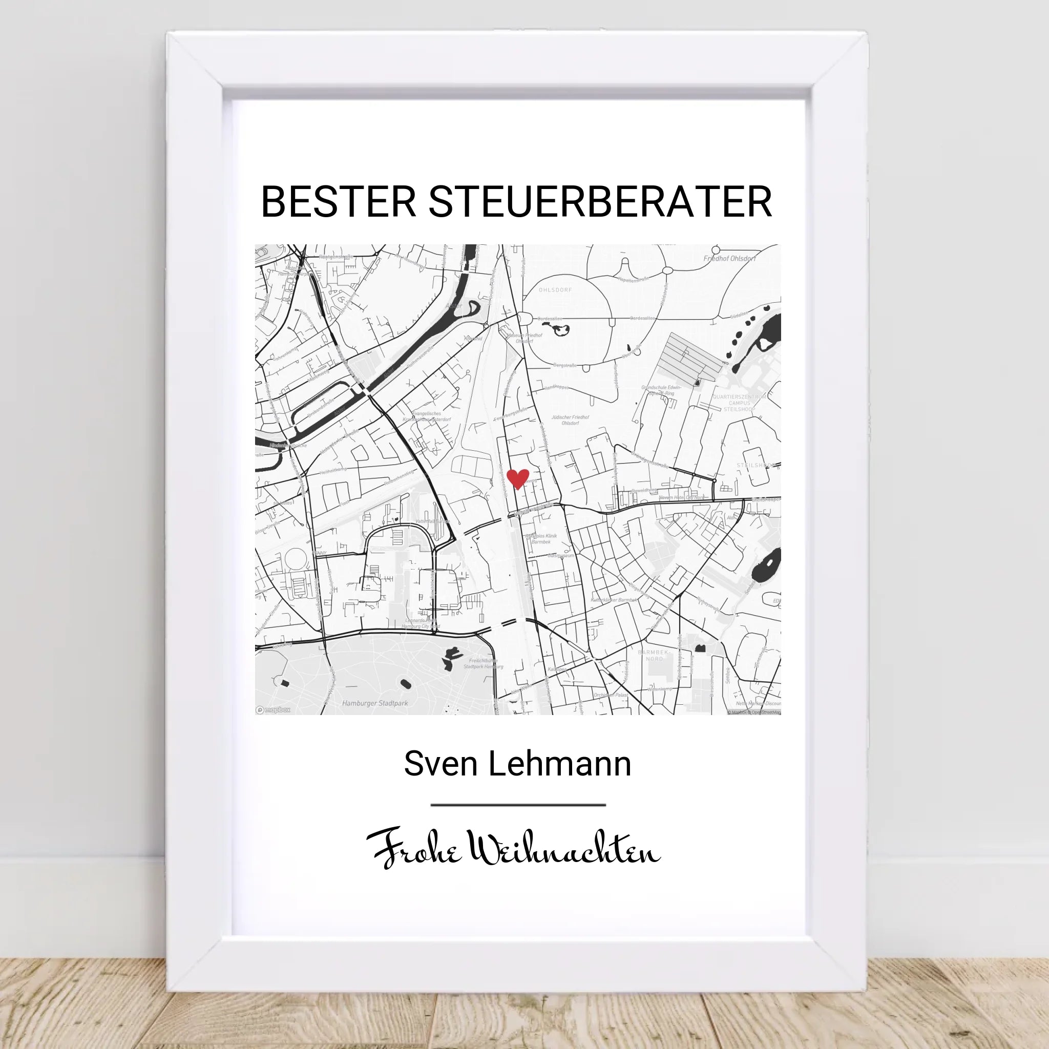 Steuerberater Weihnachtsgeschenk Poster Stadtkarte personalisierbar - Cantty