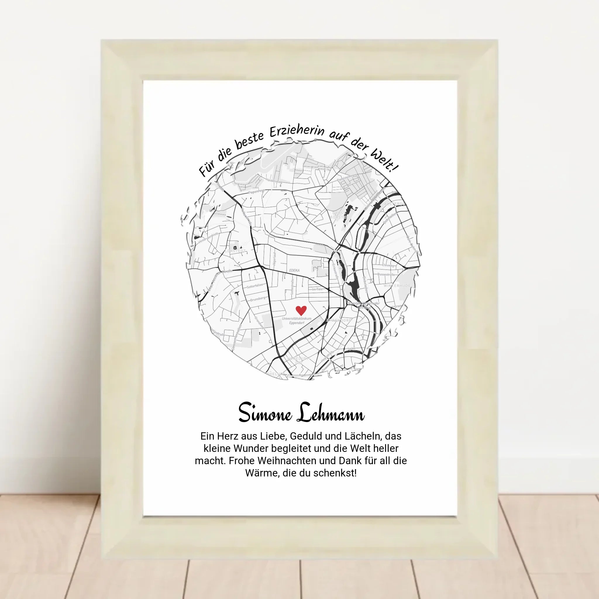 Erzieherin Geschenk Weihnachten Poster Stadtkarte personalisiert - Cantty