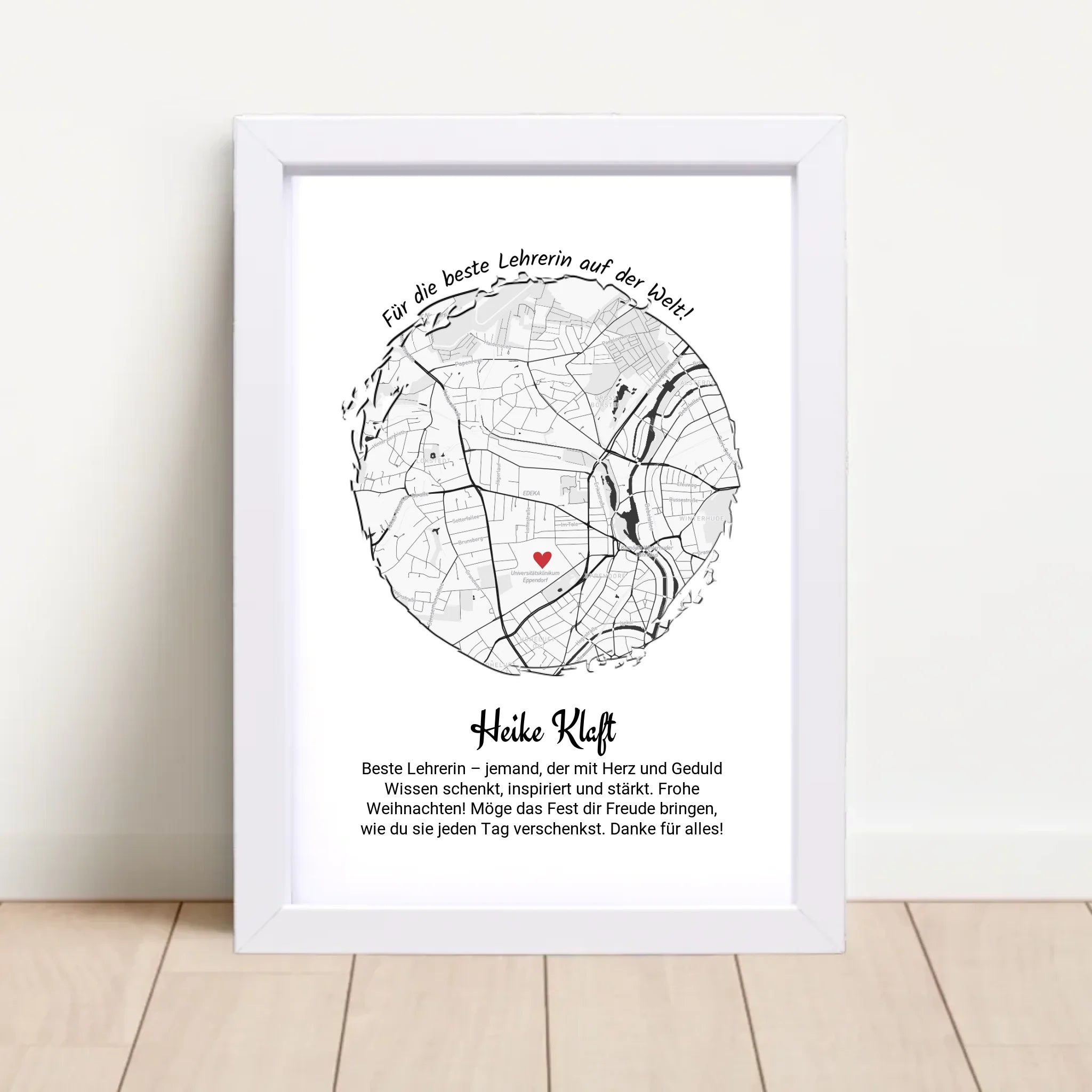 Weihnachtsgeschenk für Lehrerin Poster Stadtkarte personalisierbar - Cantty