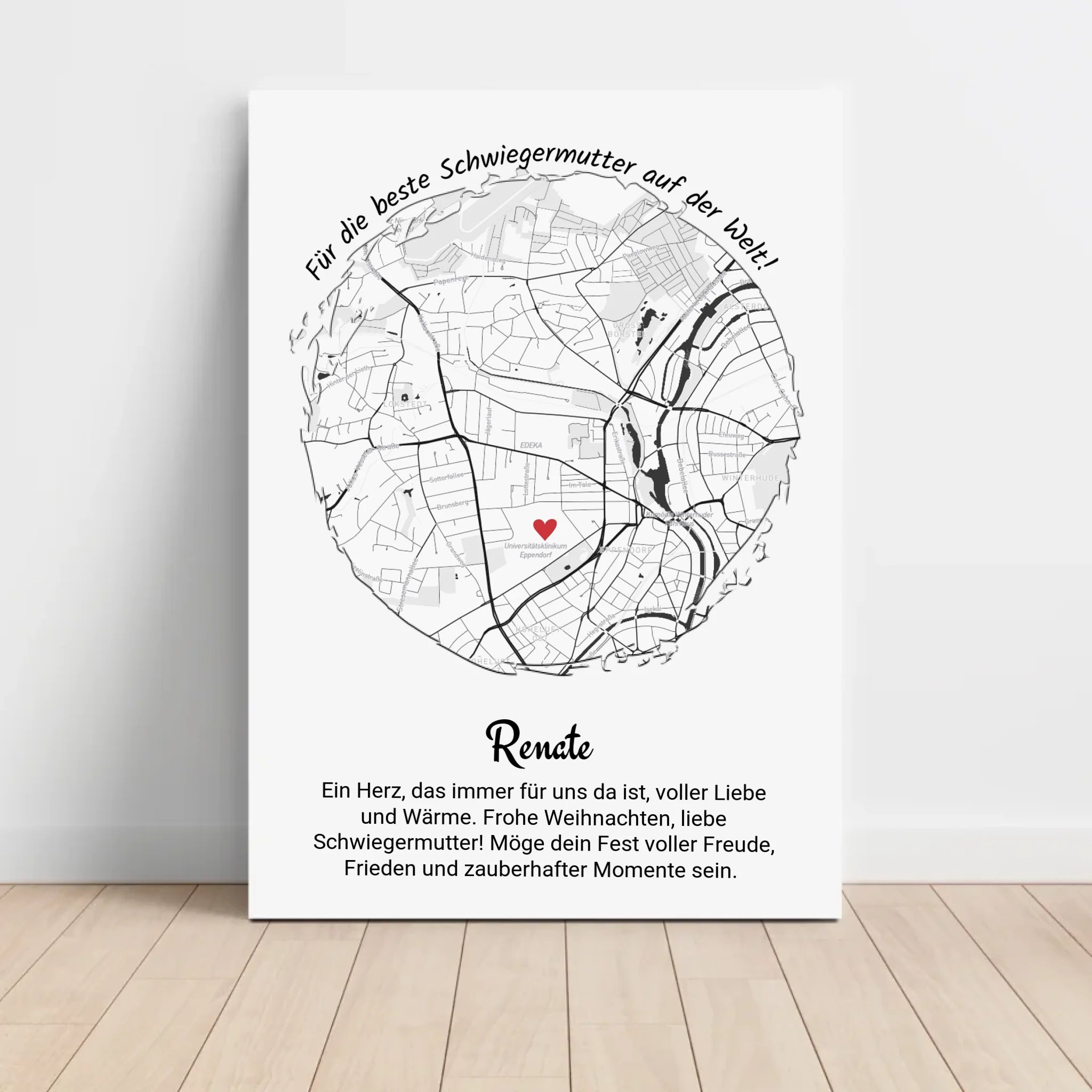 Schwiegermutter Geschenk Weihnachten Poster Stadtkarte personalisiert - Cantty