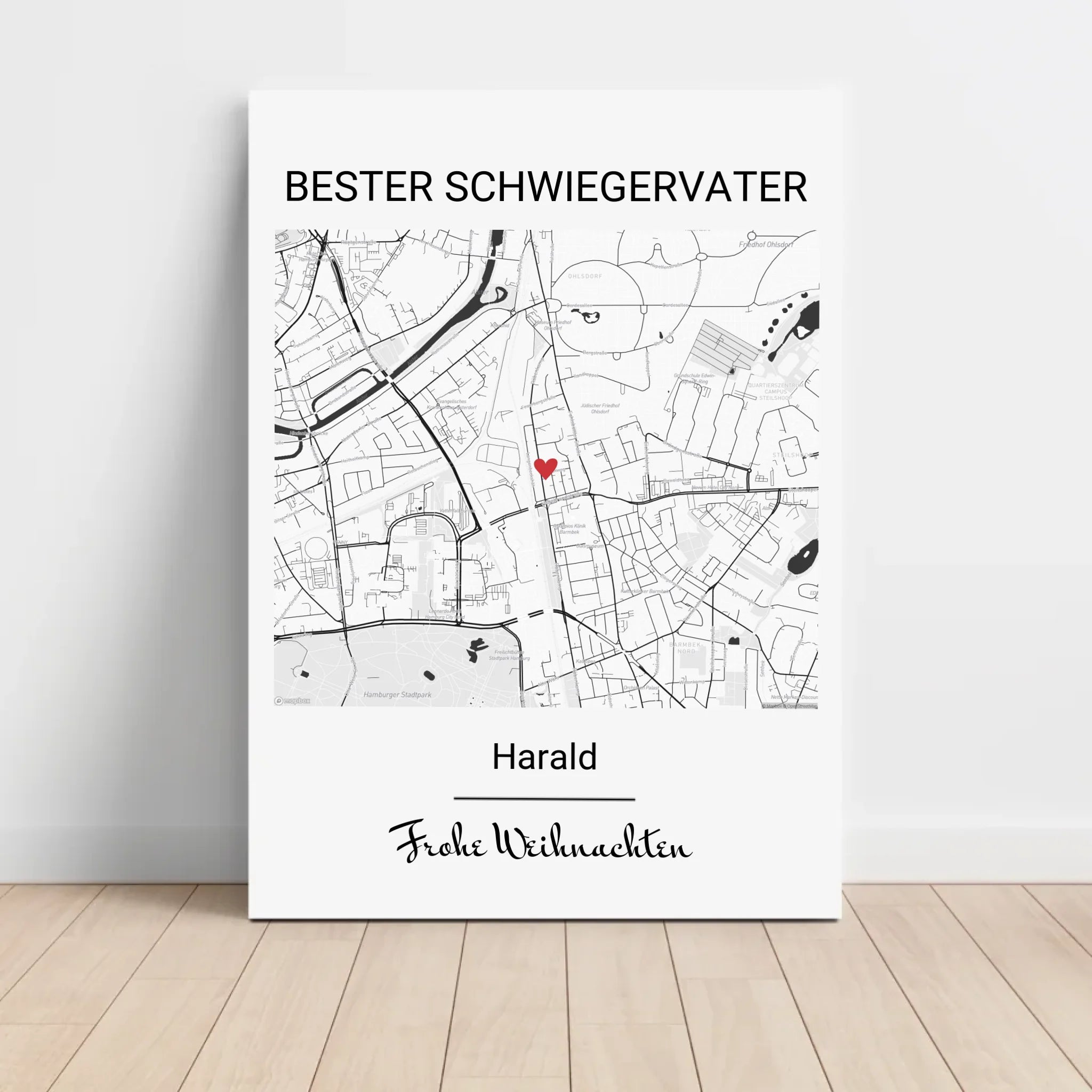 Weihnachtsgeschenk für Schwiegervater Poster Stadtkarte personalisiert - Cantty