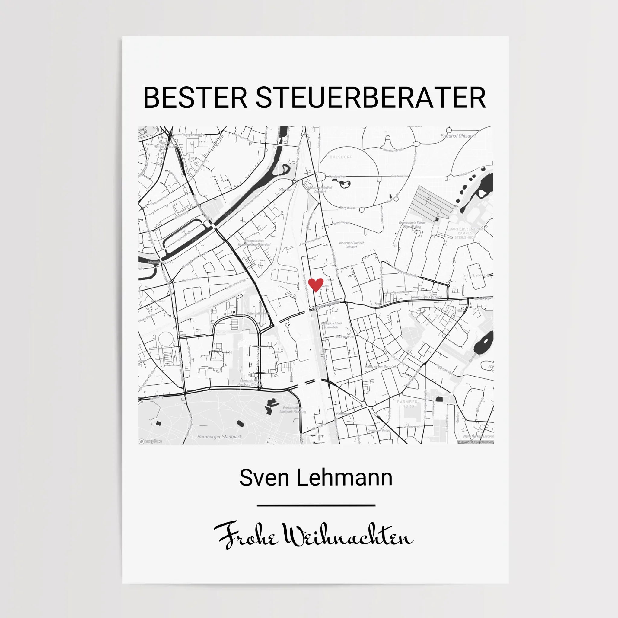 Steuerberater Weihnachtsgeschenk Poster Stadtkarte personalisierbar - Cantty