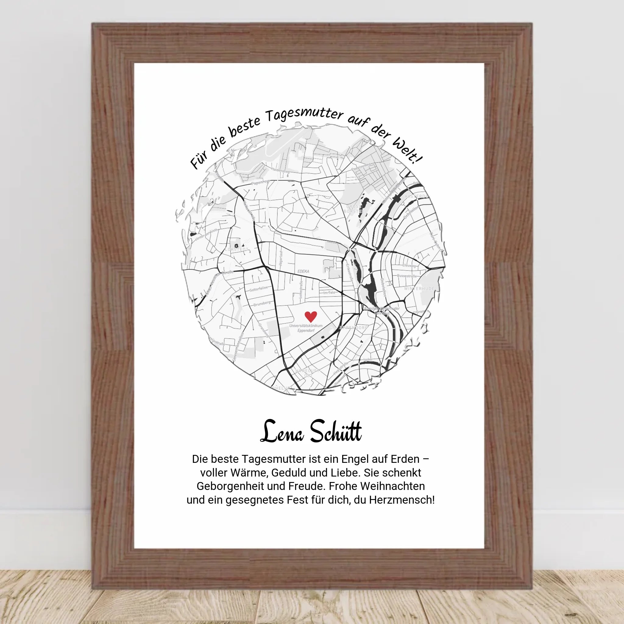 Tagesmutter Geschenk Weihnachten Poster Stadtkarte personalisiert - Cantty