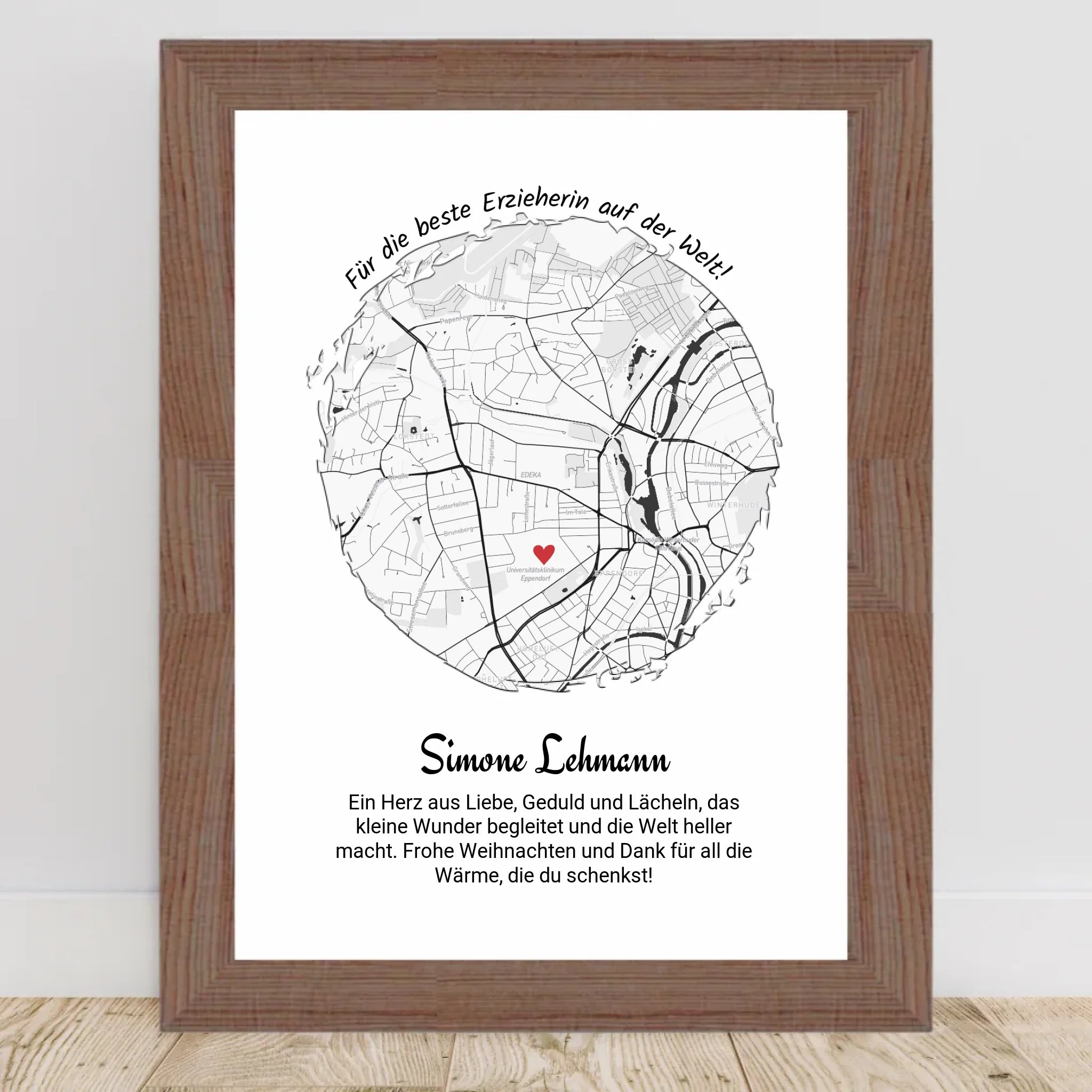 Erzieherin Geschenk Weihnachten Poster Stadtkarte personalisiert - Cantty