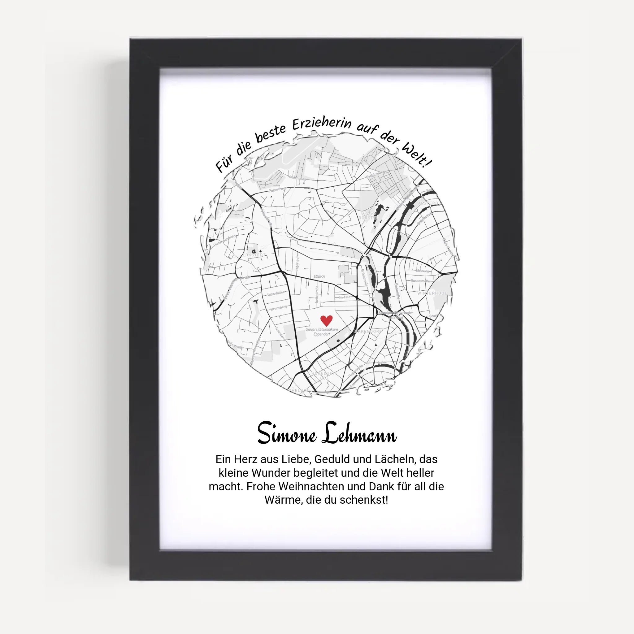 Erzieherin Geschenk Weihnachten Poster Stadtkarte personalisiert - Cantty