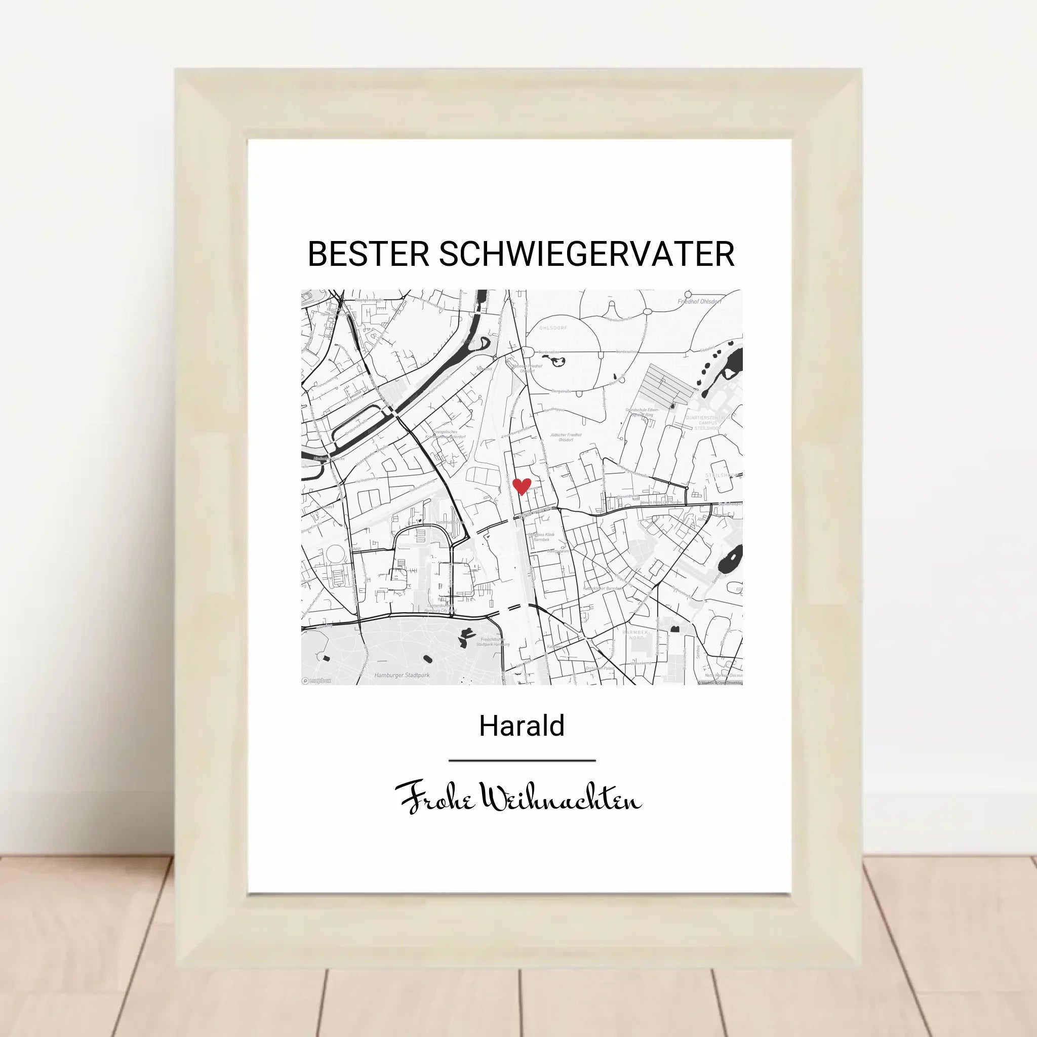 Weihnachtsgeschenk für Schwiegervater Poster Stadtkarte personalisiert - Cantty