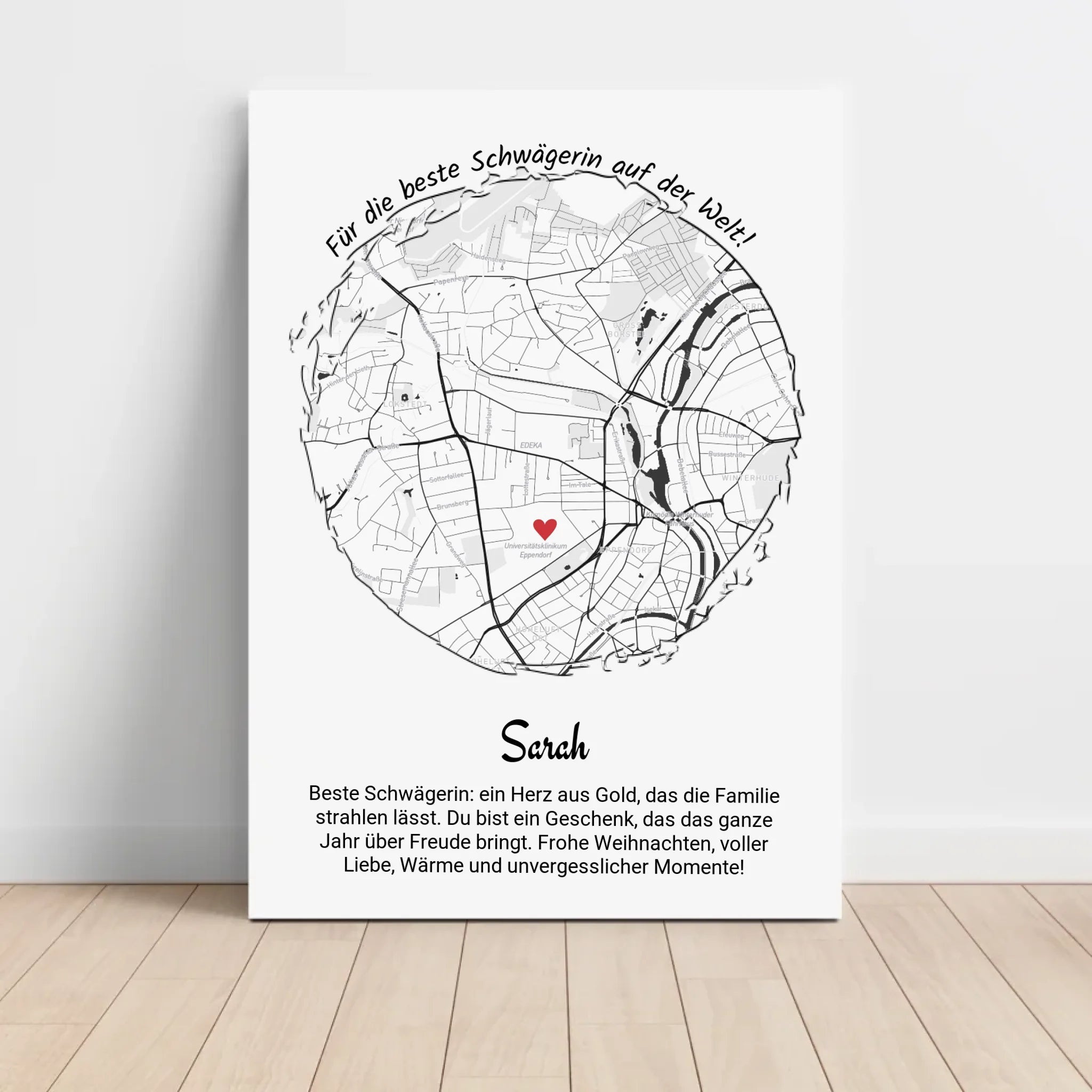 Weihnachtsgeschenk für Schwägerin Poster Stadtkarte personalisiert - Cantty