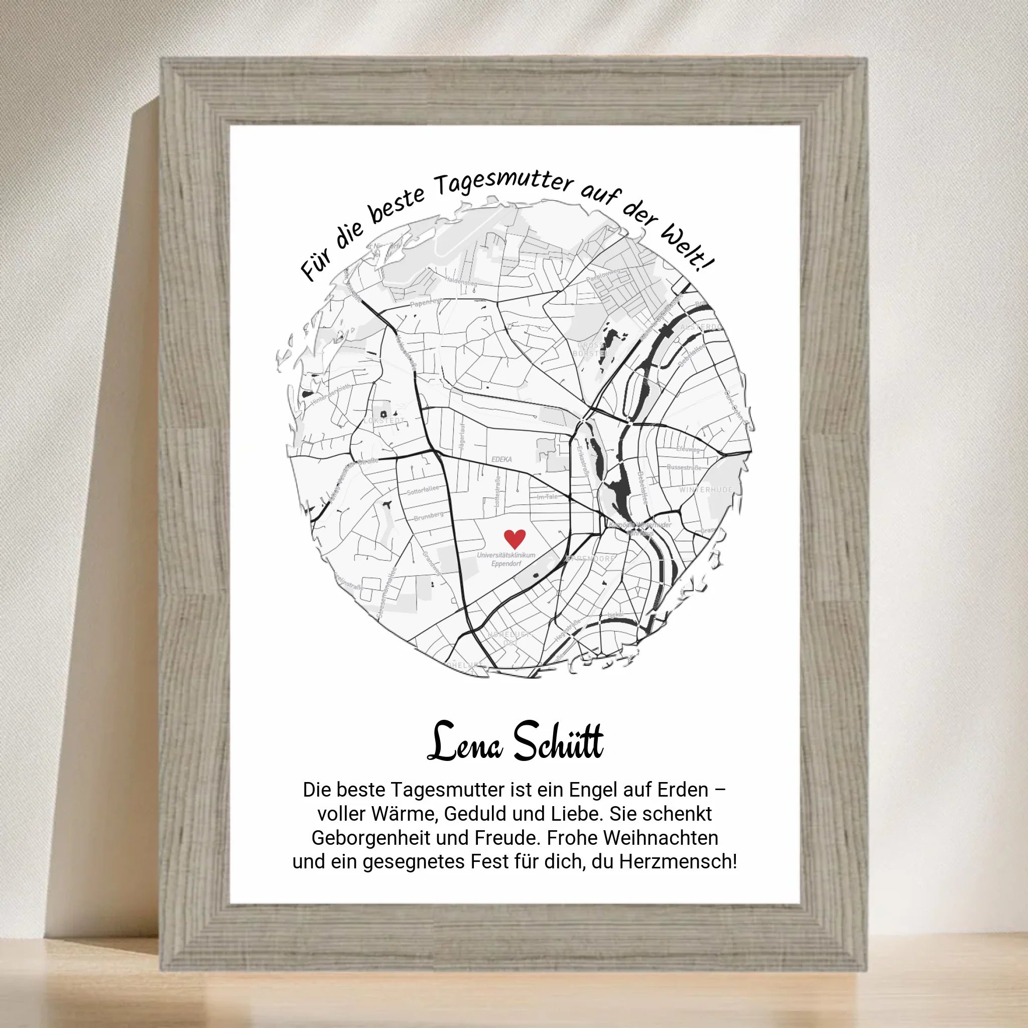 Tagesmutter Geschenk Weihnachten Poster Stadtkarte personalisiert - Cantty