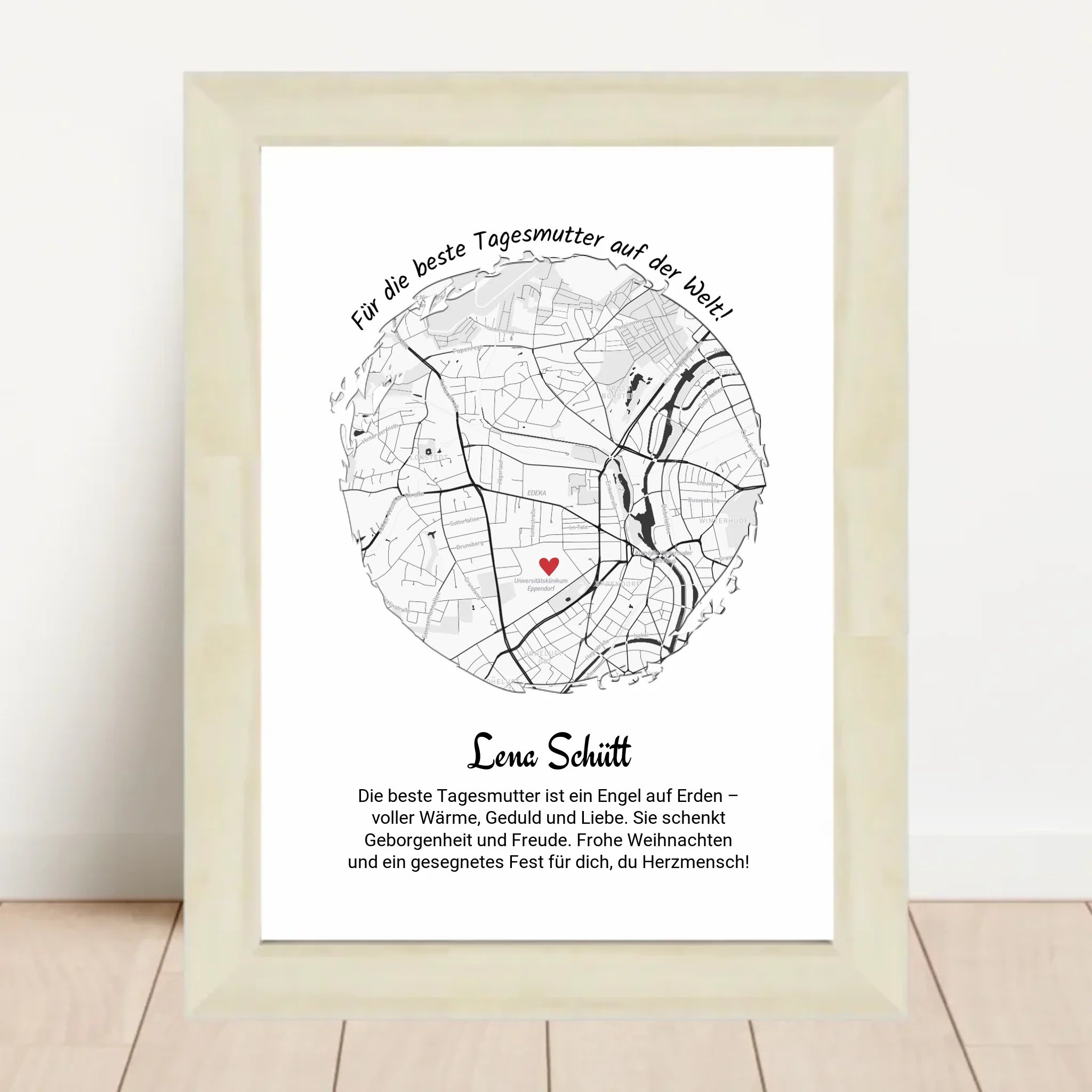 Tagesmutter Geschenk Weihnachten Poster Stadtkarte personalisiert - Cantty