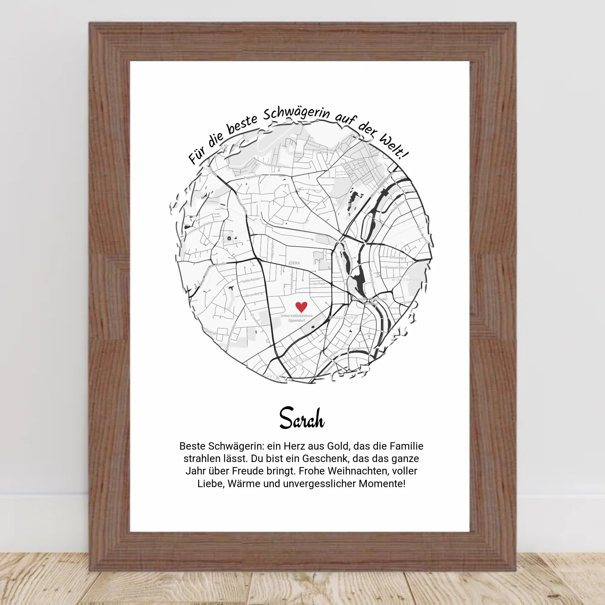 Weihnachtsgeschenk für Schwägerin Poster Stadtkarte personalisiert - Cantty