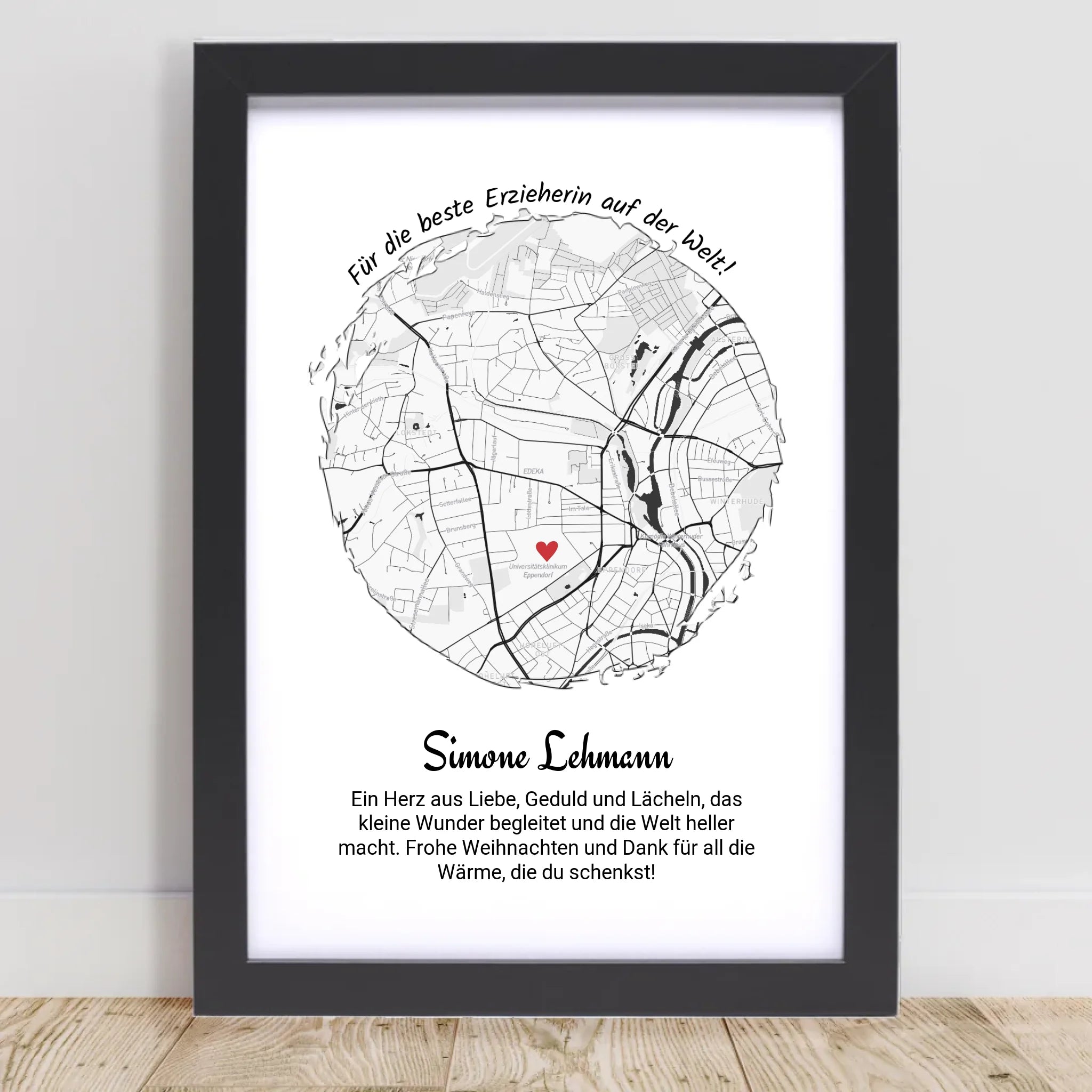 Erzieherin Geschenk Weihnachten Poster Stadtkarte personalisiert - Cantty