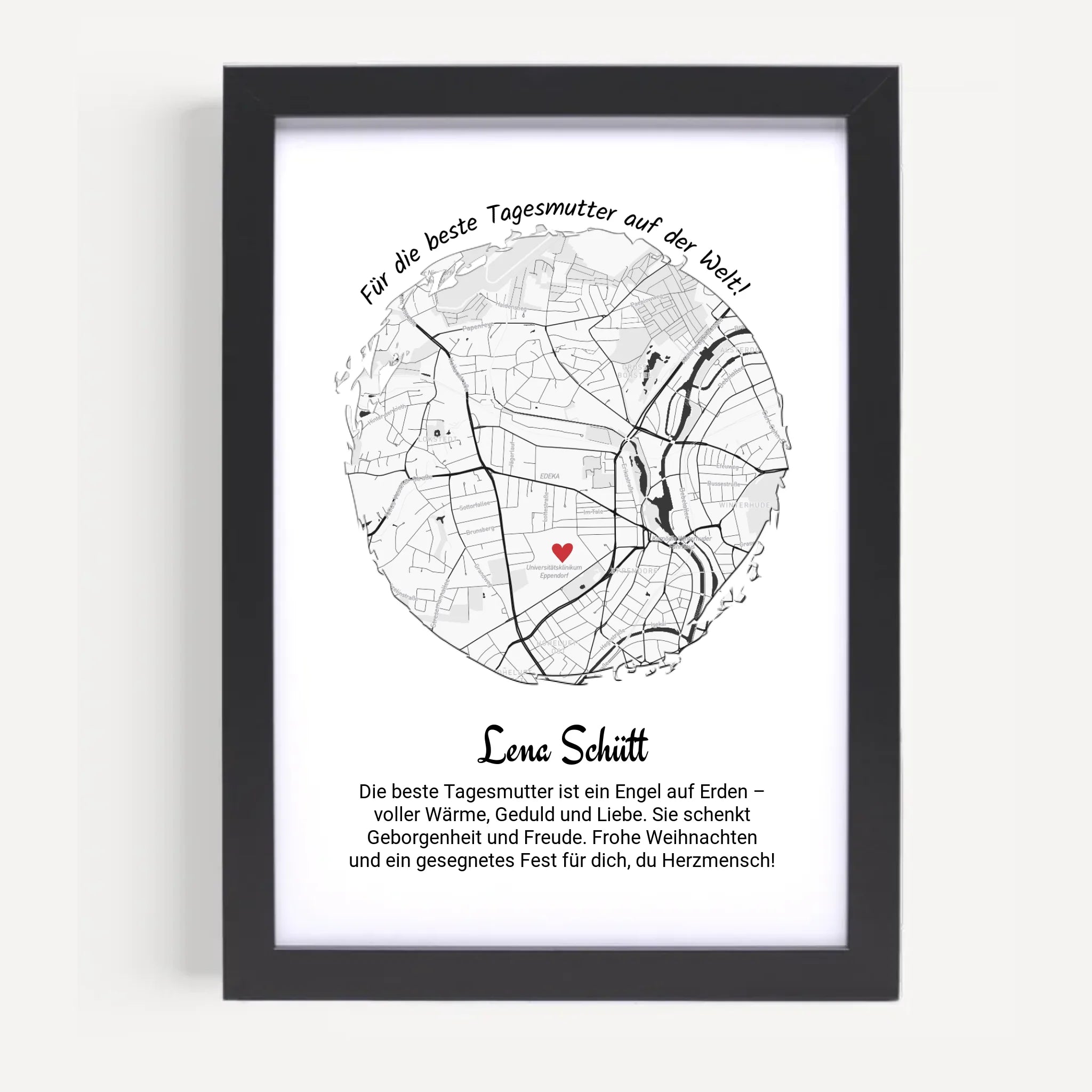 Tagesmutter Geschenk Weihnachten Poster Stadtkarte personalisiert - Cantty