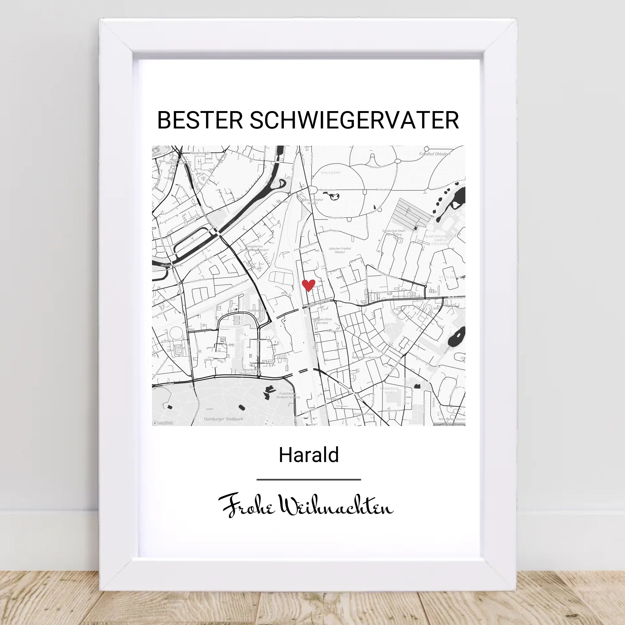 Weihnachtsgeschenk für Schwiegervater Poster Stadtkarte personalisiert - Cantty