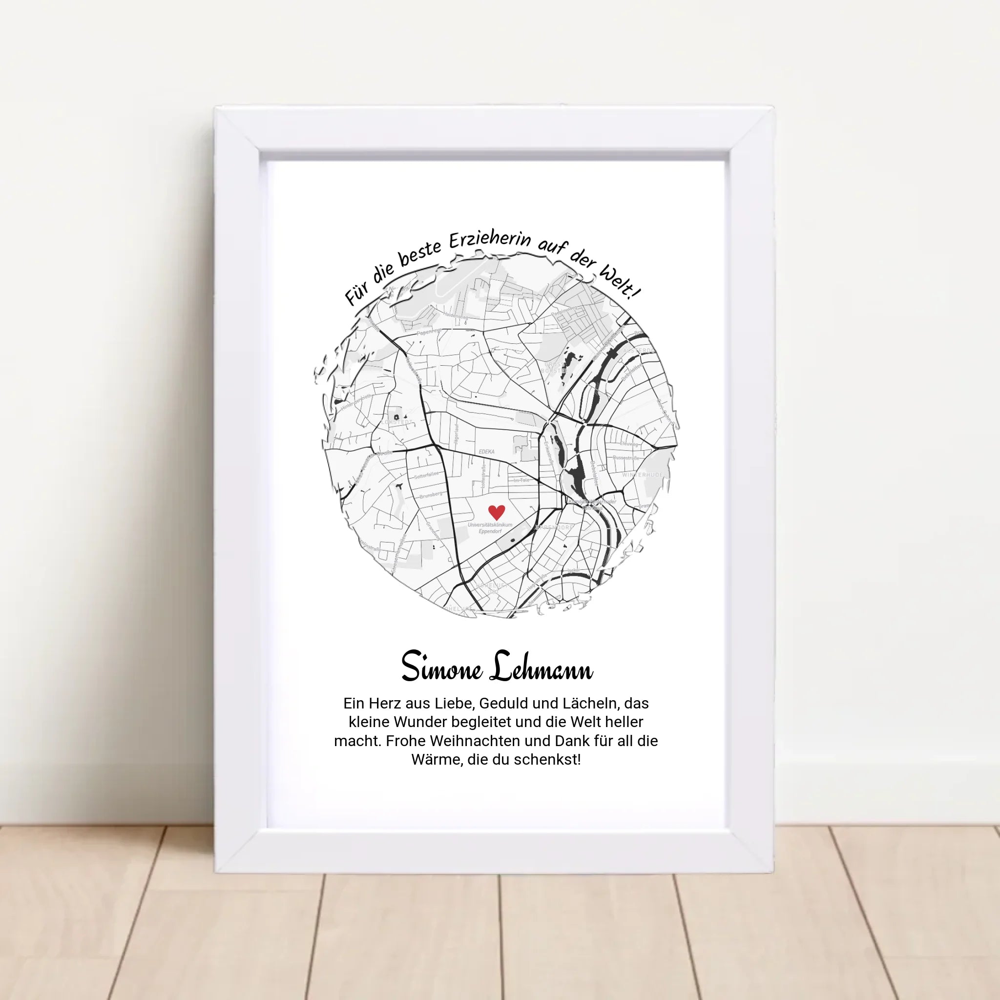 Erzieherin Geschenk Weihnachten Poster Stadtkarte personalisiert - Cantty