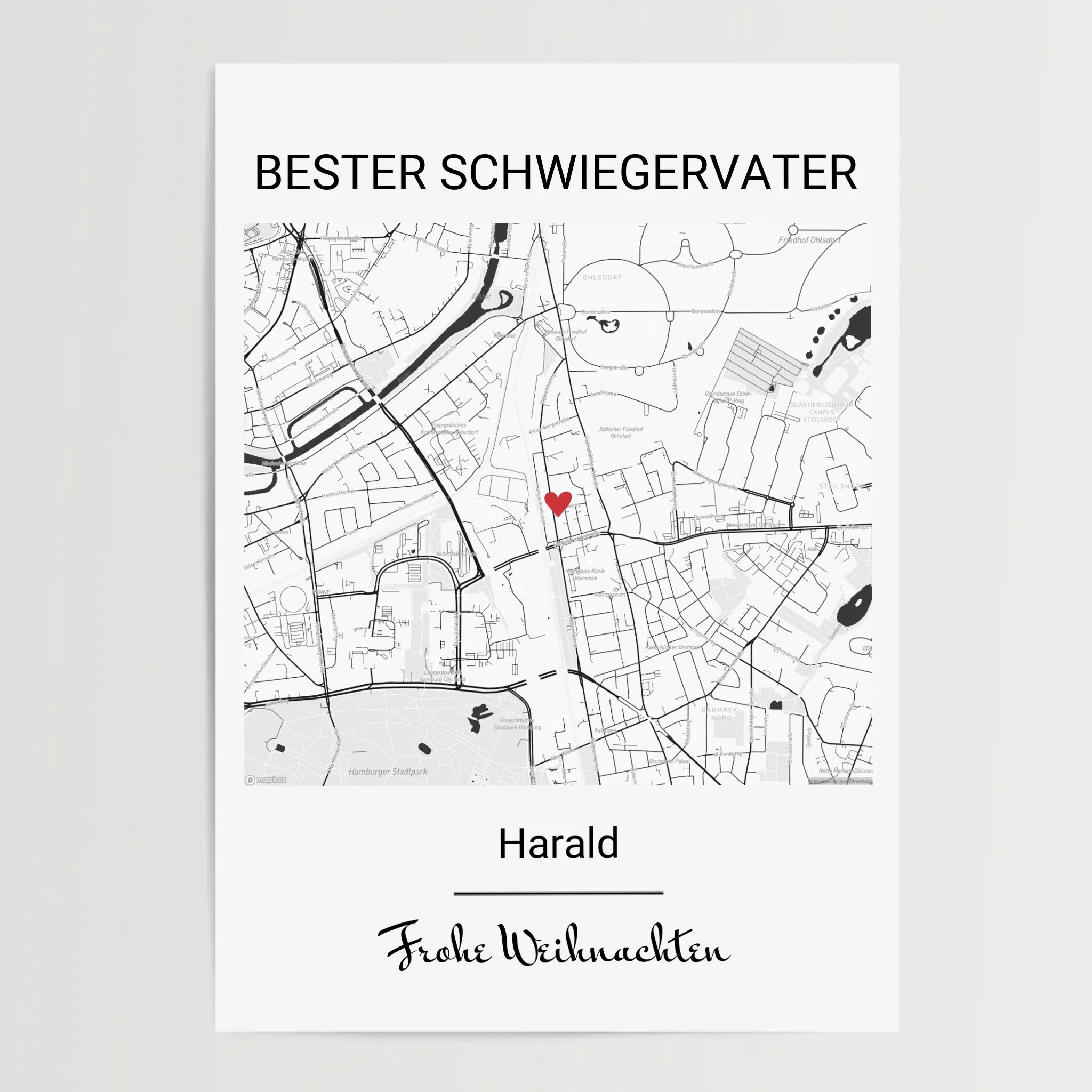 Weihnachtsgeschenk für Schwiegervater Poster Stadtkarte personalisiert - Cantty