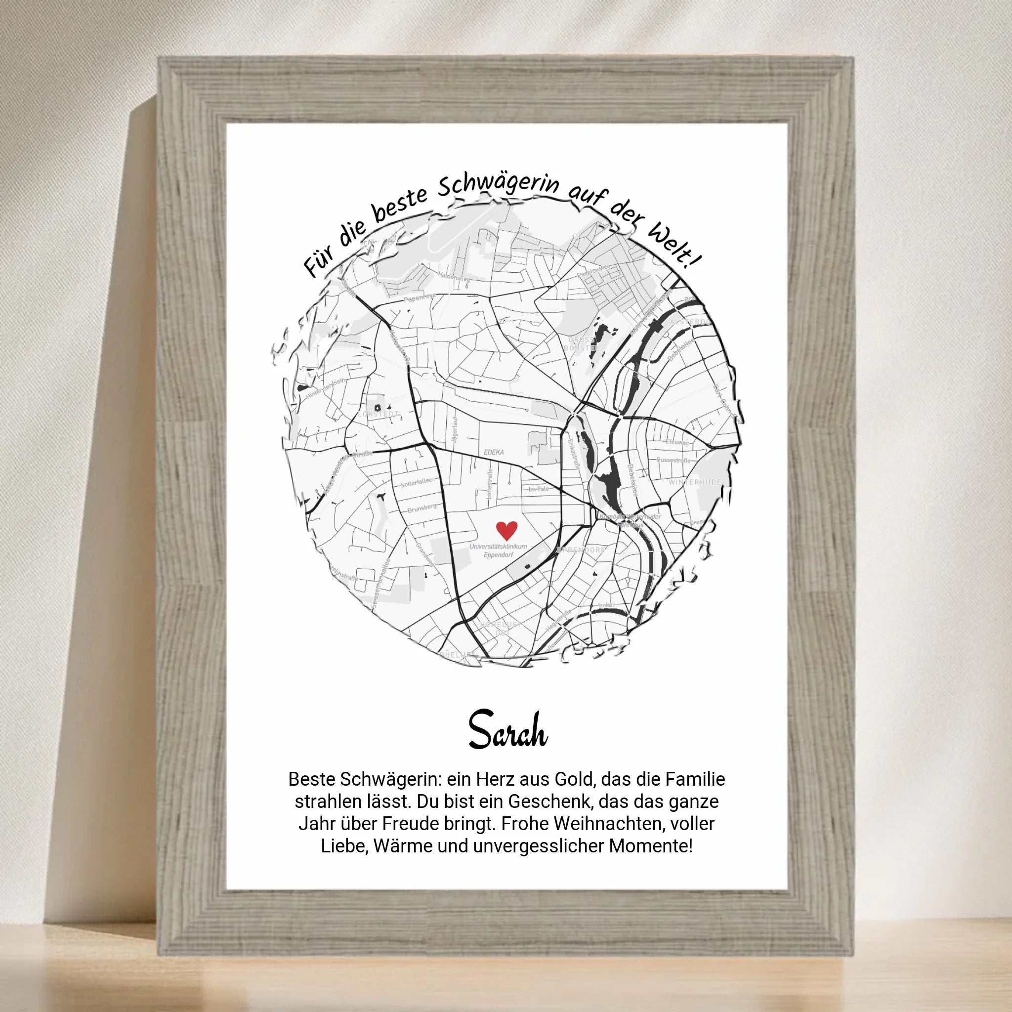 Weihnachtsgeschenk für Schwägerin Poster Stadtkarte personalisiert - Cantty