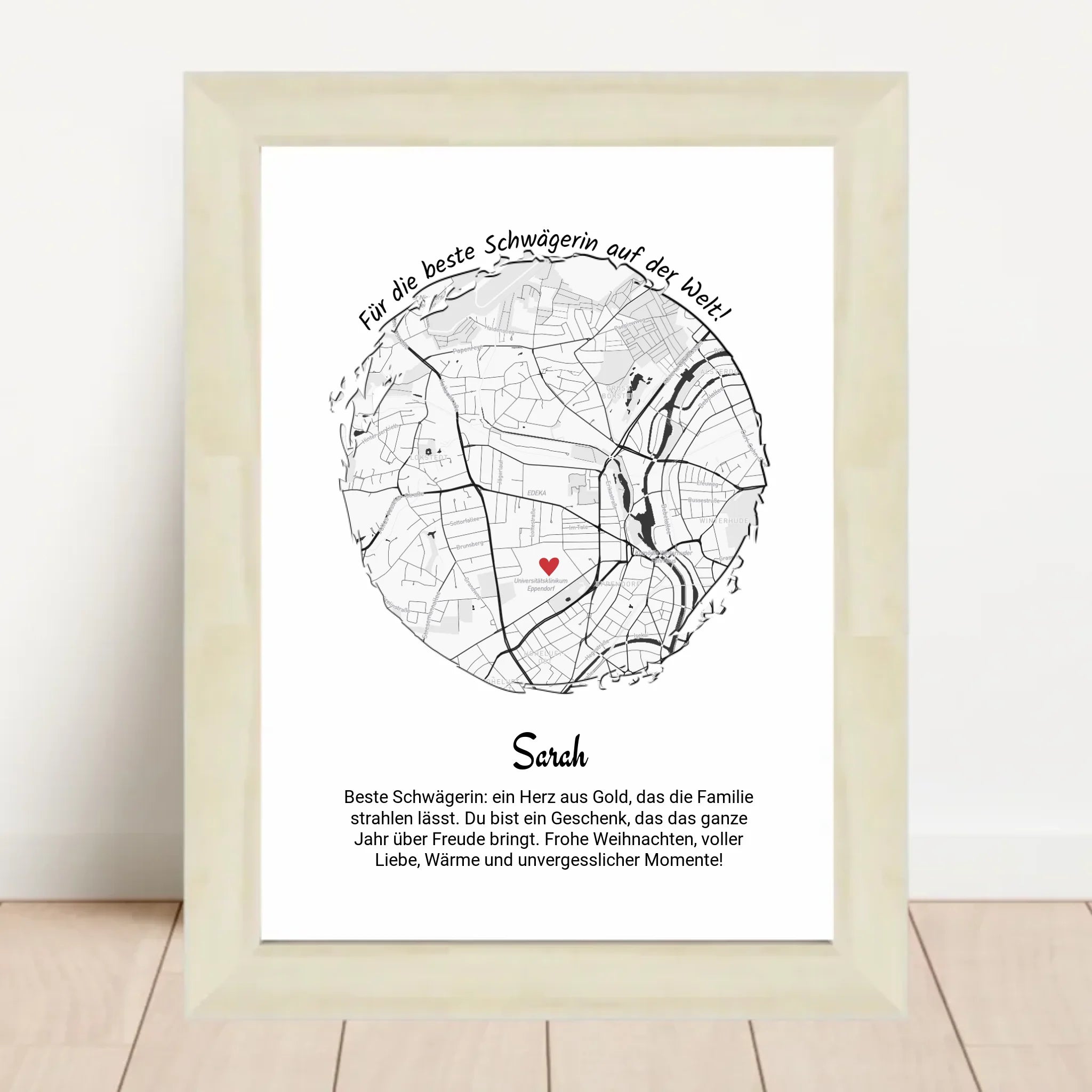 Weihnachtsgeschenk für Schwägerin Poster Stadtkarte personalisiert - Cantty