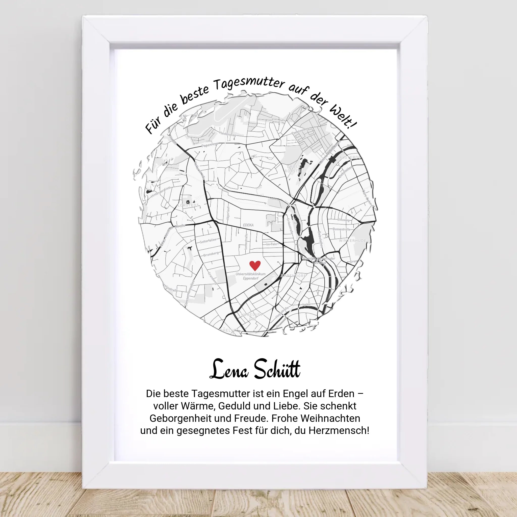 Tagesmutter Geschenk Weihnachten Poster Stadtkarte personalisiert - Cantty