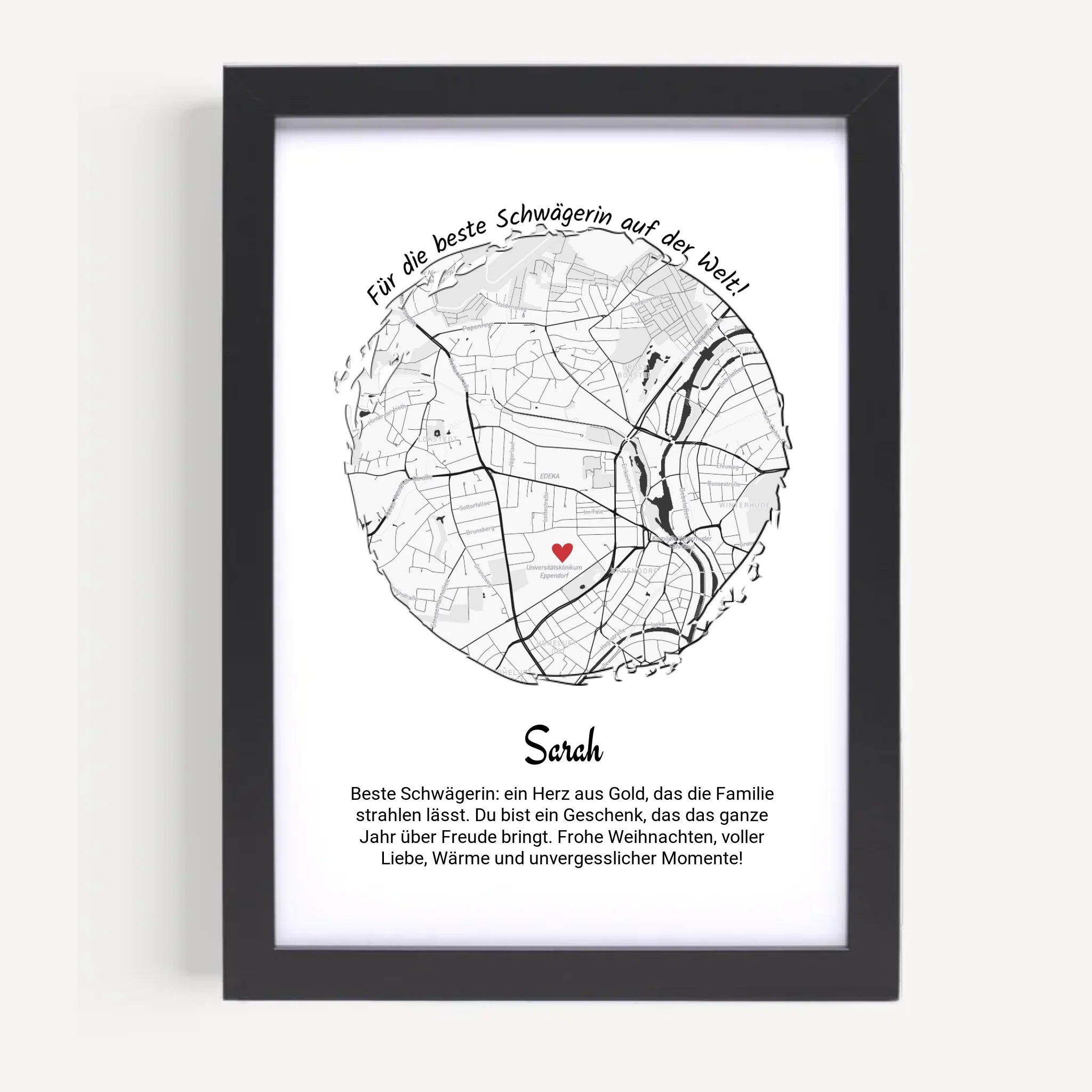 Weihnachtsgeschenk für Schwägerin Poster Stadtkarte personalisiert - Cantty