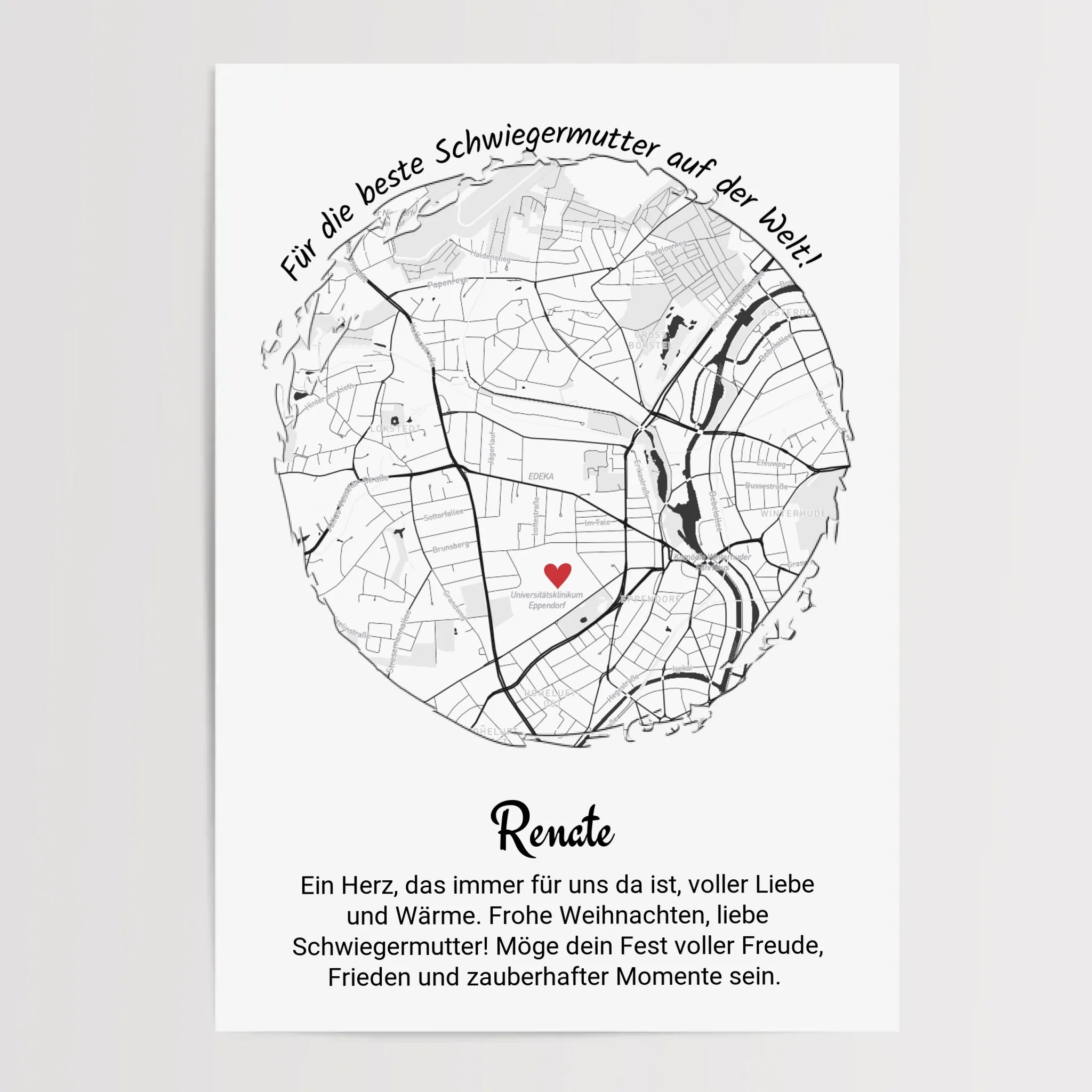 Schwiegermutter Geschenk Weihnachten Poster Stadtkarte personalisiert - Cantty