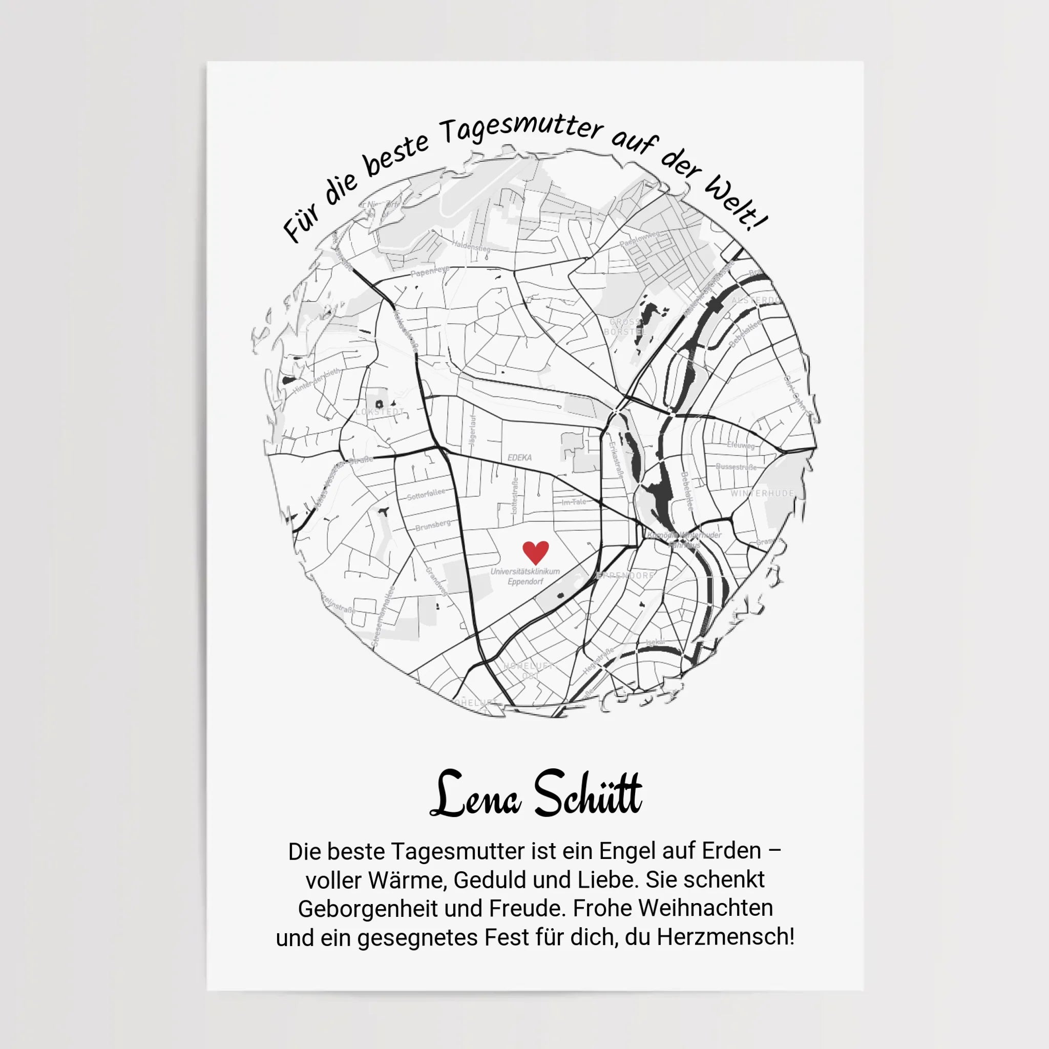 Tagesmutter Geschenk Weihnachten Poster Stadtkarte personalisiert - Cantty
