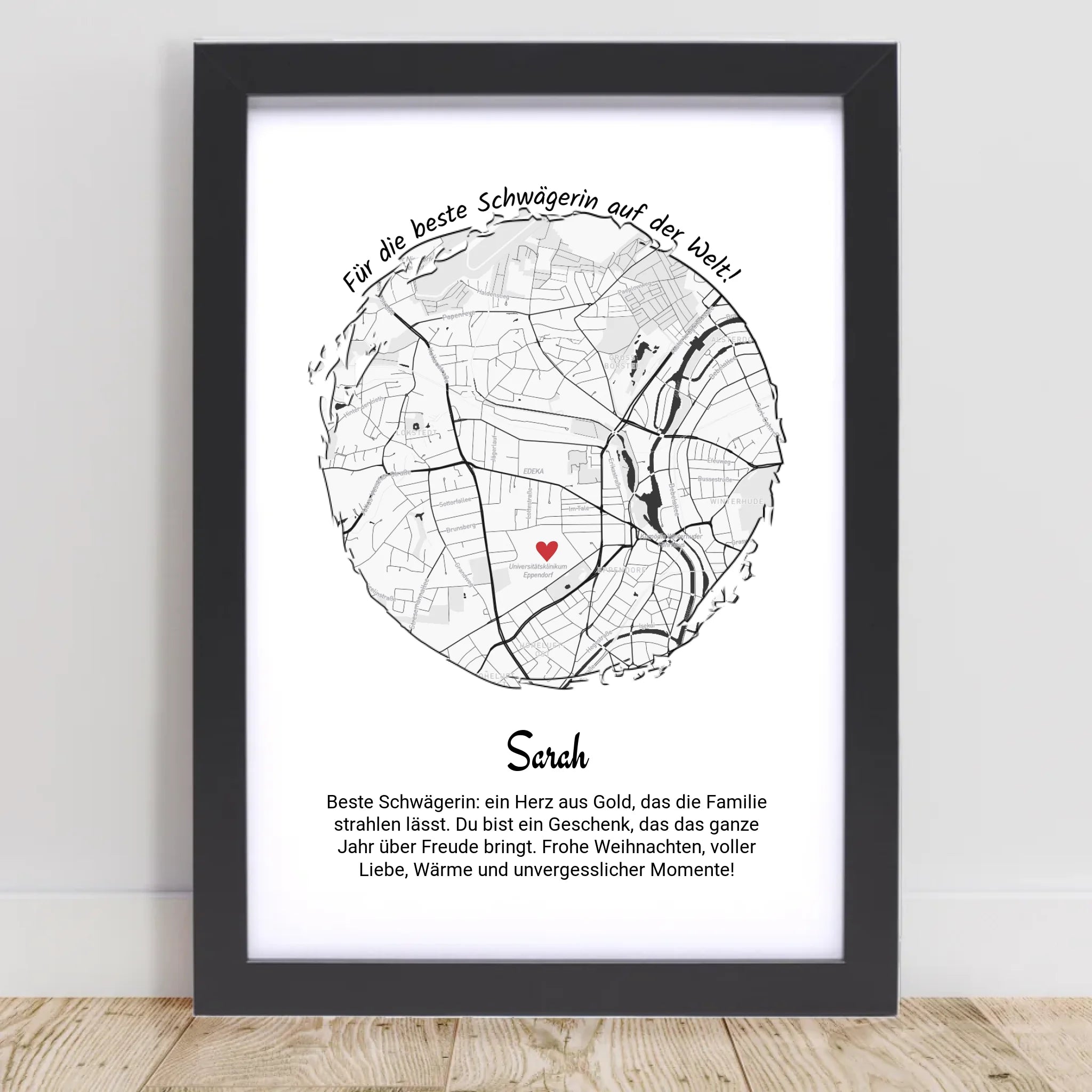 Weihnachtsgeschenk für Schwägerin Poster Stadtkarte personalisiert - Cantty