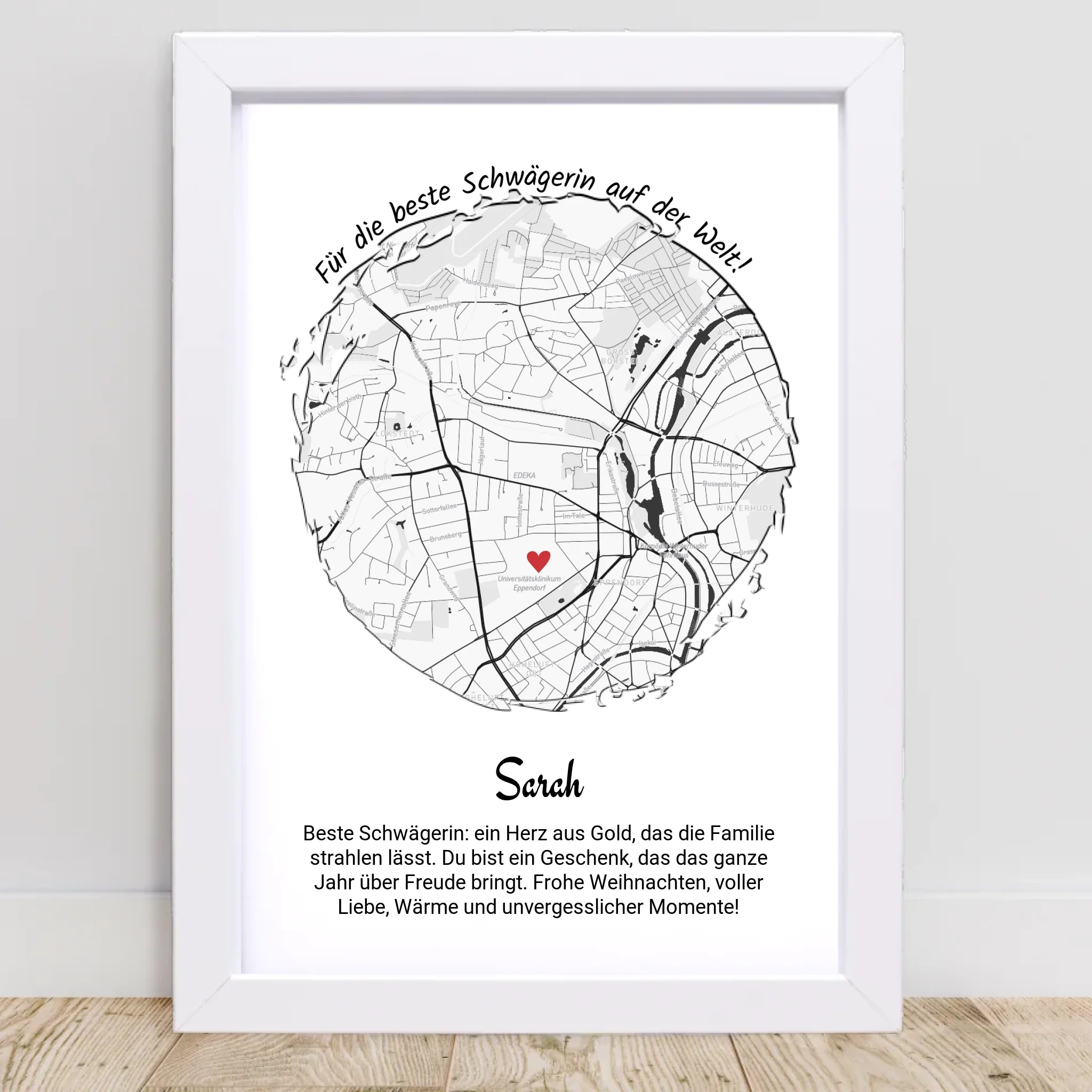 Weihnachtsgeschenk für Schwägerin Poster Stadtkarte personalisiert - Cantty