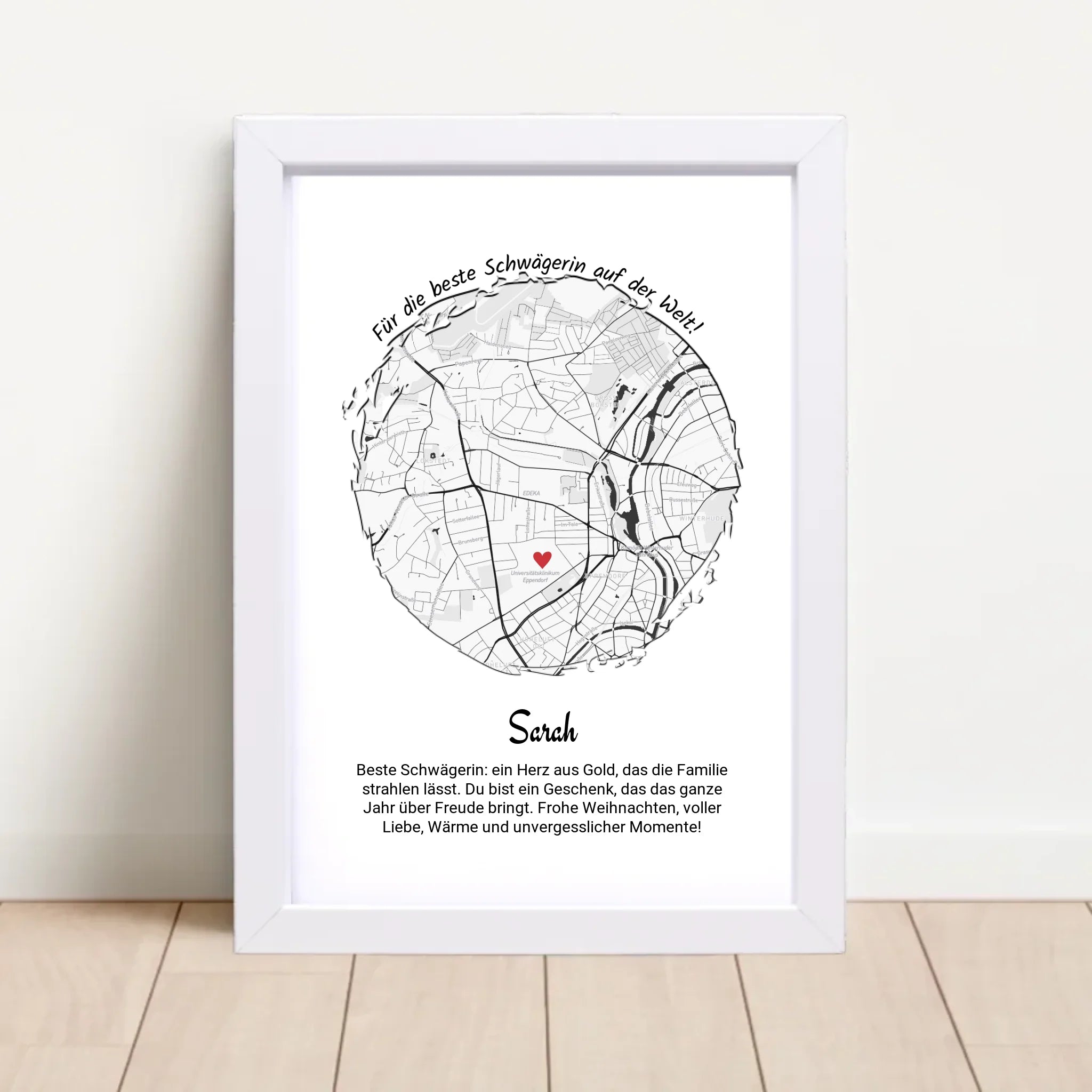 Weihnachtsgeschenk für Schwägerin Poster Stadtkarte personalisiert - Cantty