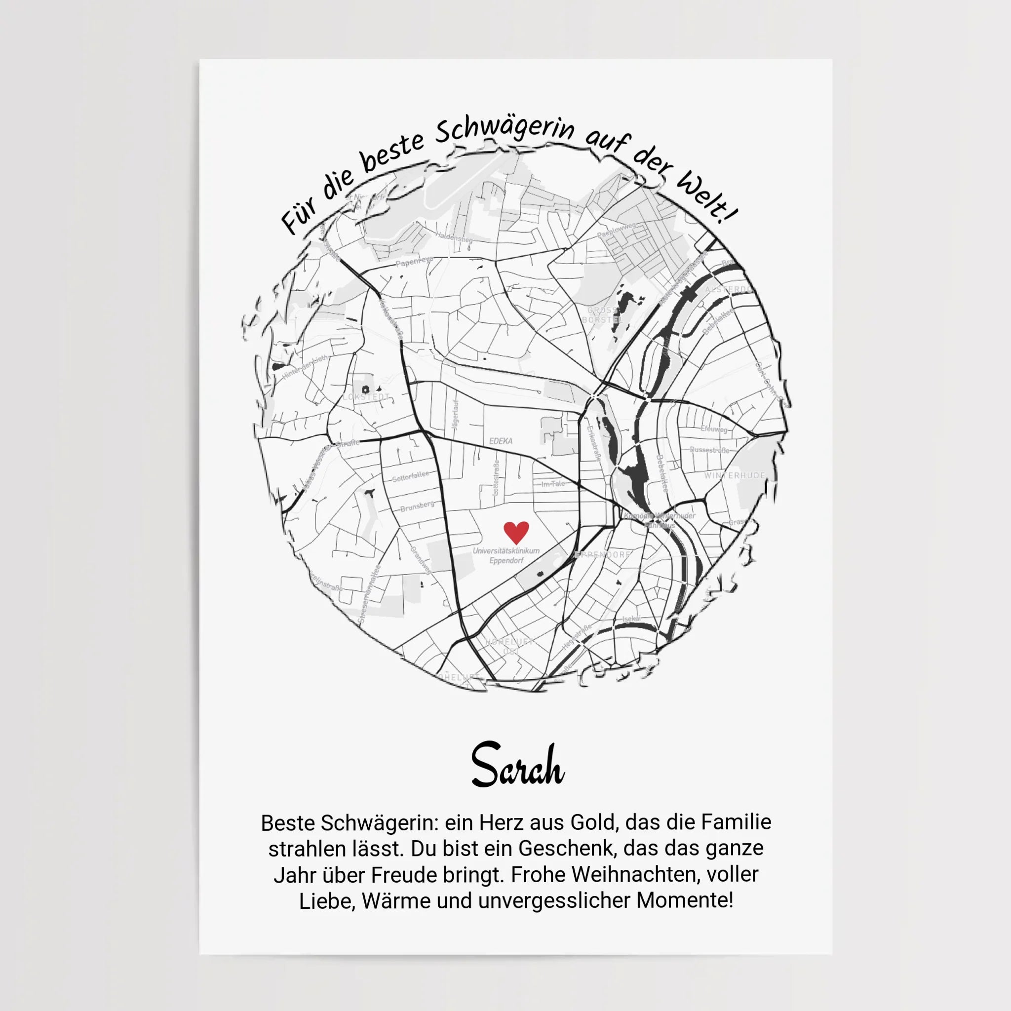 Weihnachtsgeschenk für Schwägerin Poster Stadtkarte personalisiert - Cantty